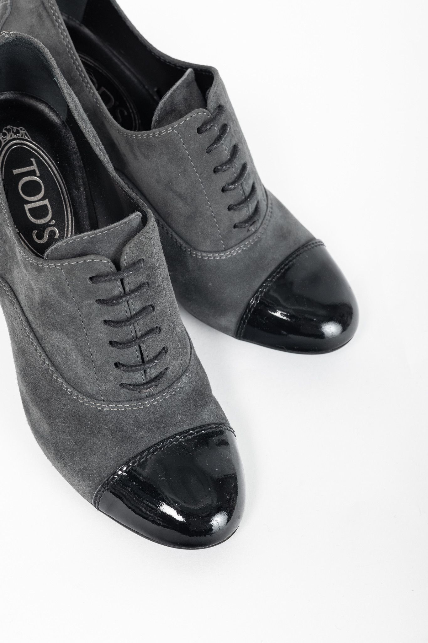 Tod's Tod's Grey Suede Cap-Toe Gommino Lace-Up Oxfords Size US 5.5 / IT 35.5 - 6 Thumbnail