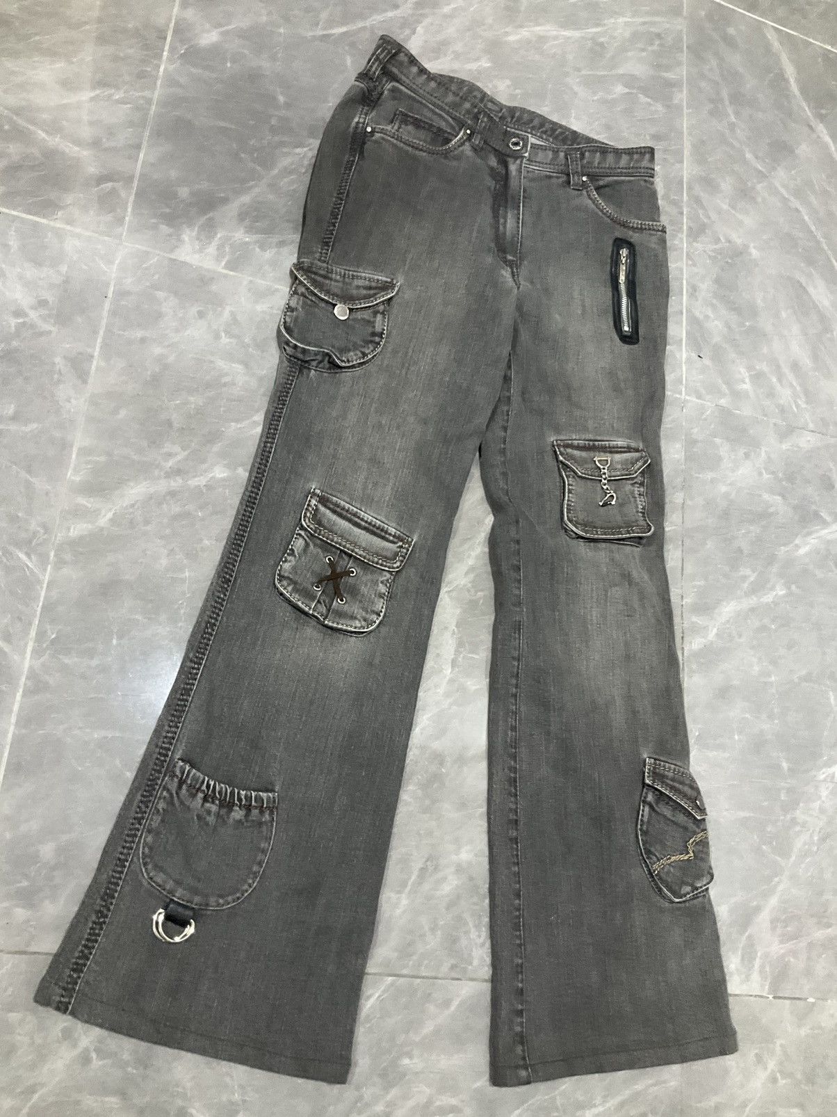 Japanese Brand Style Designer Multi Pocket Denim Jeans Bootcut Size 27" / US 4 / IT 40 - 4 Thumbnail