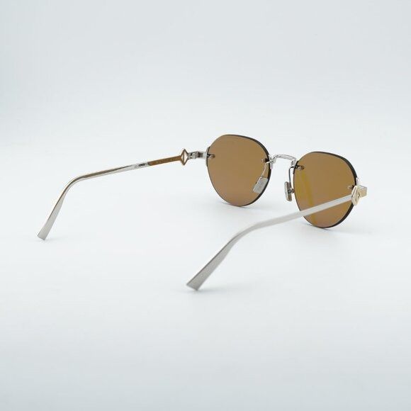 Dior Dior CD DIAMOND R5U F2H0 Sunglasses Gold/Silver Oval Frame Size ONE SIZE - 5 Thumbnail