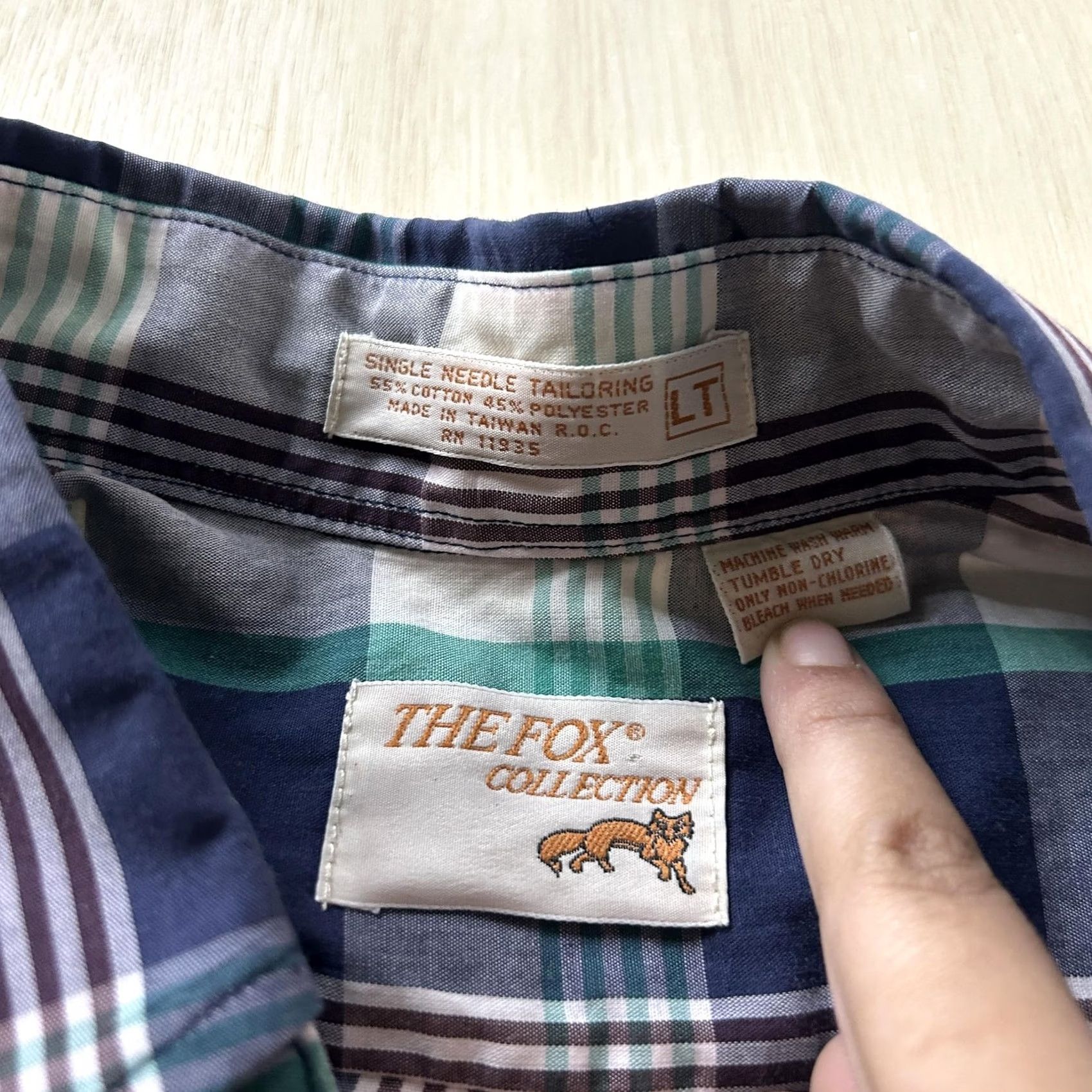 Vintage VINTAGE The Fox Collection Shirt Mens LT Blue Plaid Short Sleeve Button Up Size US L / EU 52-54 / 3 - 2 Thumbnail
