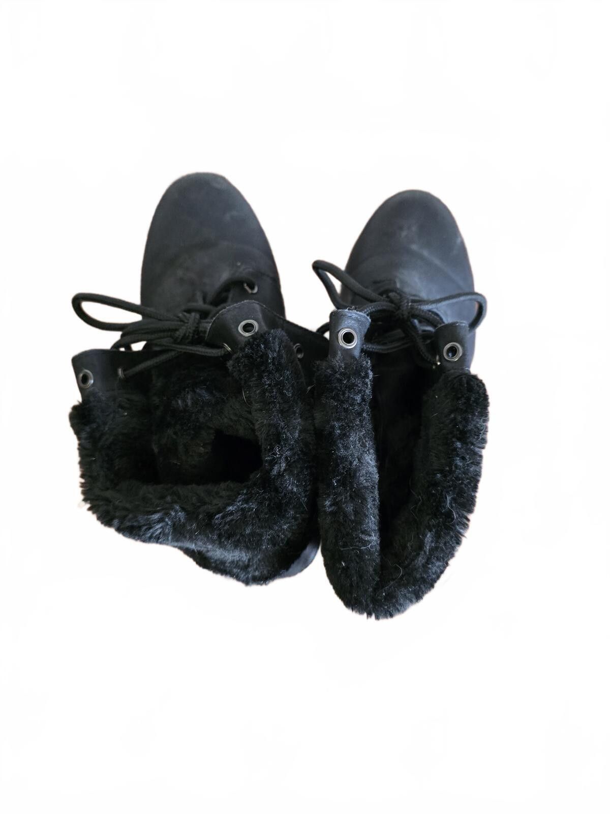 Unknown London Black Faux Fur Lace-Up Ankle Boots Womens Size 7 90s Grunge Size US 7 / IT 37 - 6 Thumbnail