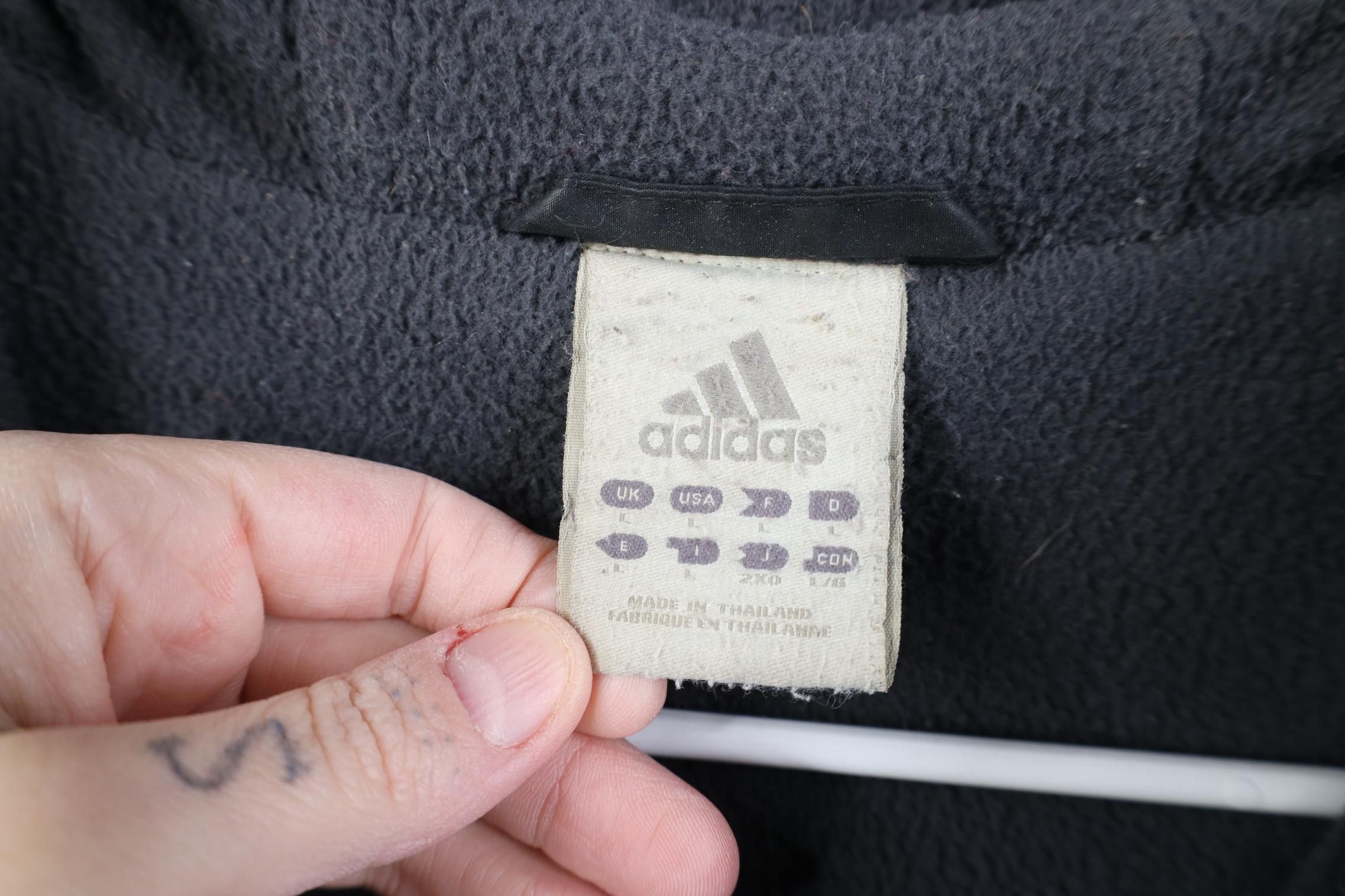 Adidas Vintage Adidas Spell Out Fleece Lined Hooded Jacket Black Size US L / EU 52-54 / 3 - 11 Thumbnail