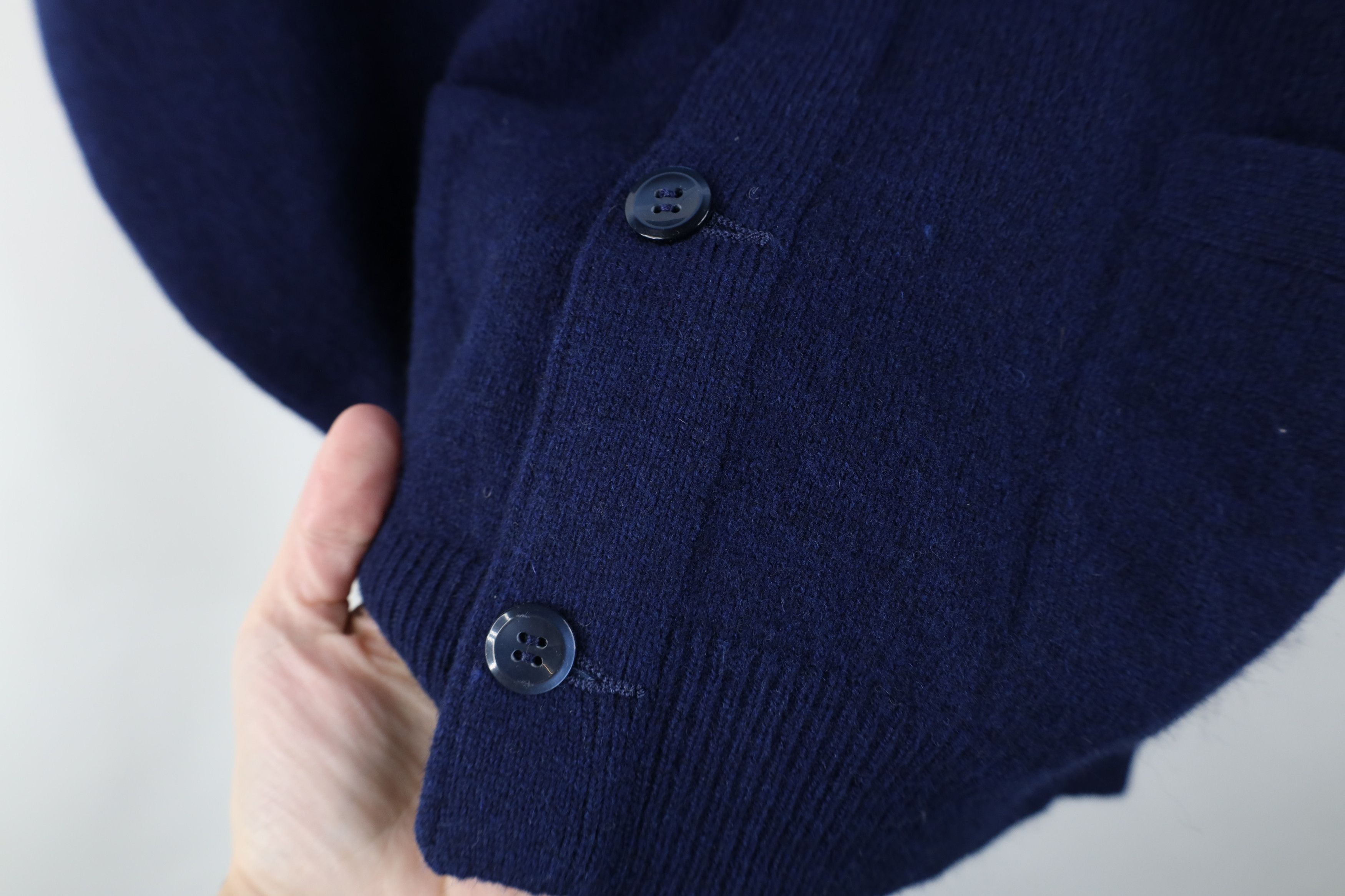 Vintage Vintage 70s Streetwear Lambswool Cardigan Sweater Navy Blue Size US XXL / EU 58 / 5 - 6 Thumbnail