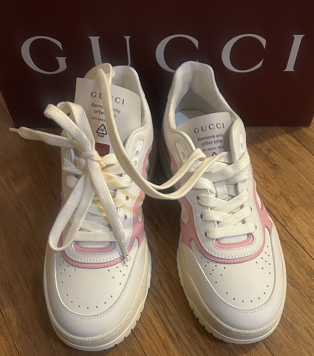 Gucci Gucci Re-Web Sneaker White Pink size 38.5 Size US 8.5 / IT 38.5 - 3 Thumbnail