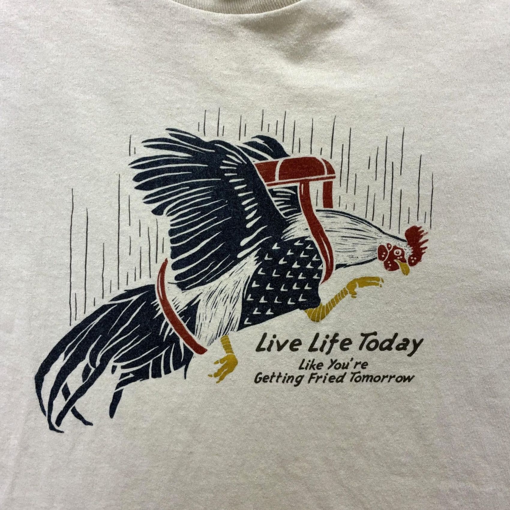 Delta VINTAGE Delta Pro Weight Shirt Mens Large Beige Live Life Today Chicken Funny Tee Shirt Size US L / EU 52-54 / 3 - 2 Thumbnail
