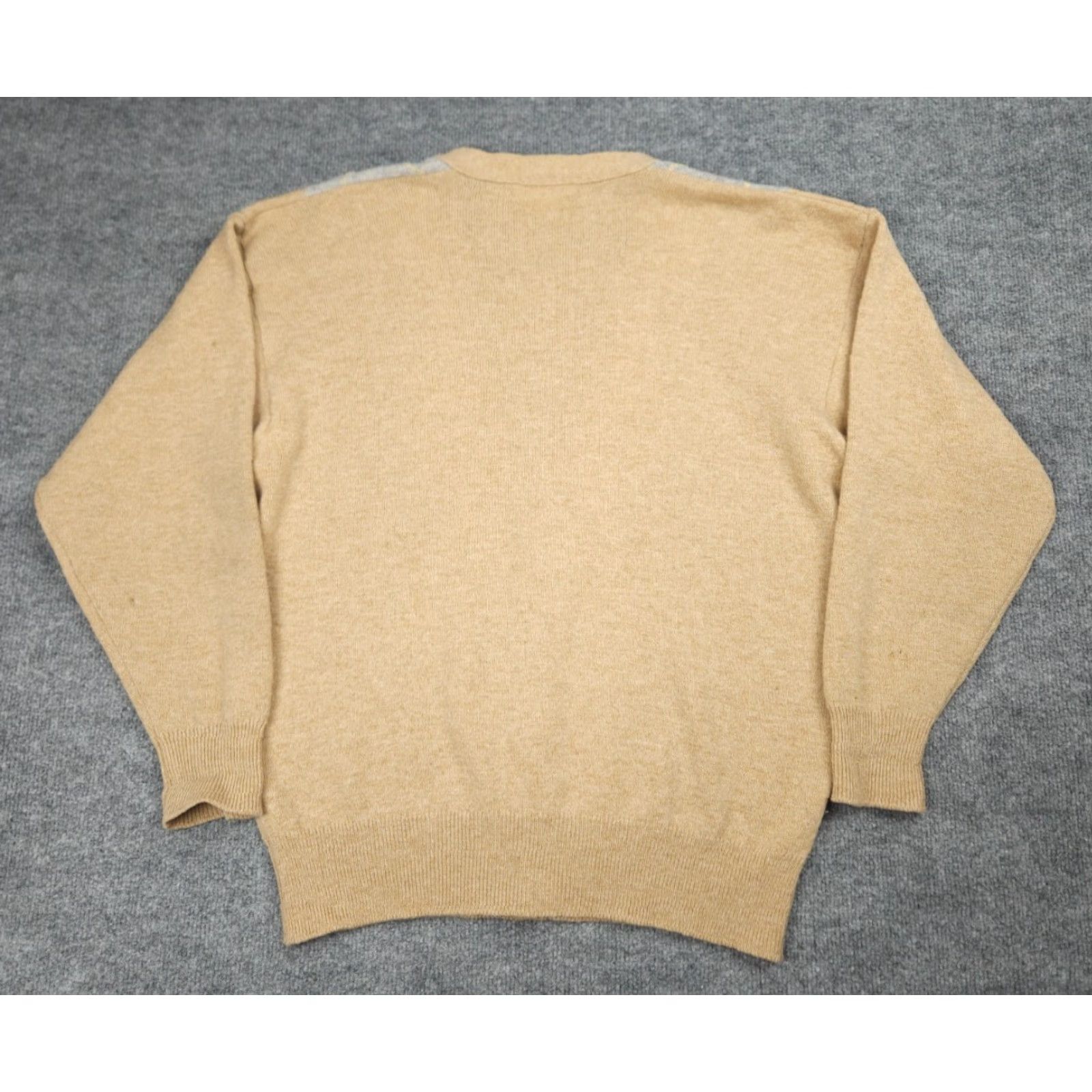 Vintage Pitlochry Knitwear Pitlochry Wool Cardigan Sweater Mens 2XL Beige Argyle Made Scotland 1970s Wool Regular Letterman Mens Size US XXL / EU 58 / 5 - 4 Thumbnail