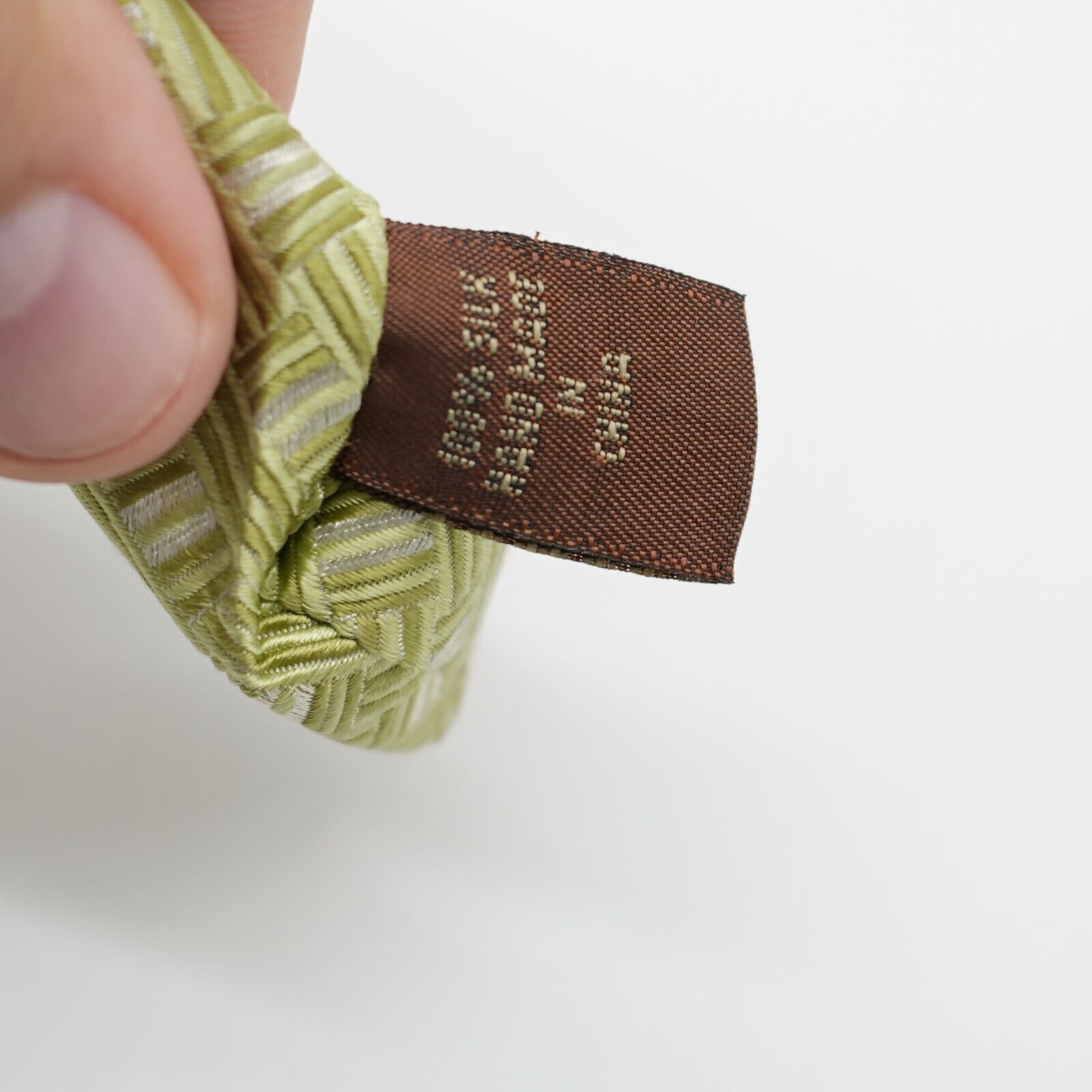 Tasso Elba Tasso Elba Green Woven Basketweave Long Wide Silk Tie Size ONE SIZE - 4 Thumbnail