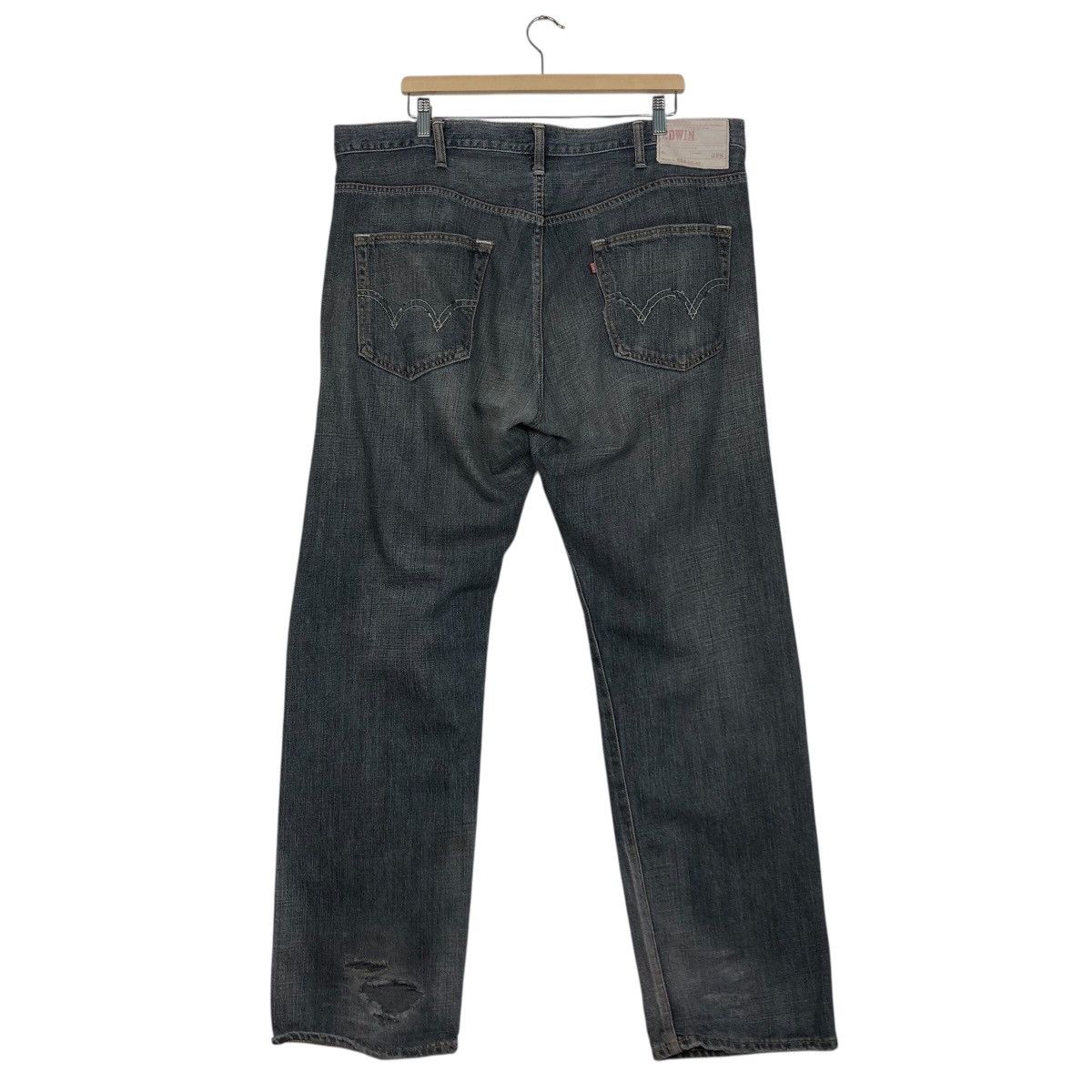 Japanese Brand Edwin Dark Wash Straight Leg Jeans Faded Denim Workwear Size US 40 / EU 56 - 9 Thumbnail
