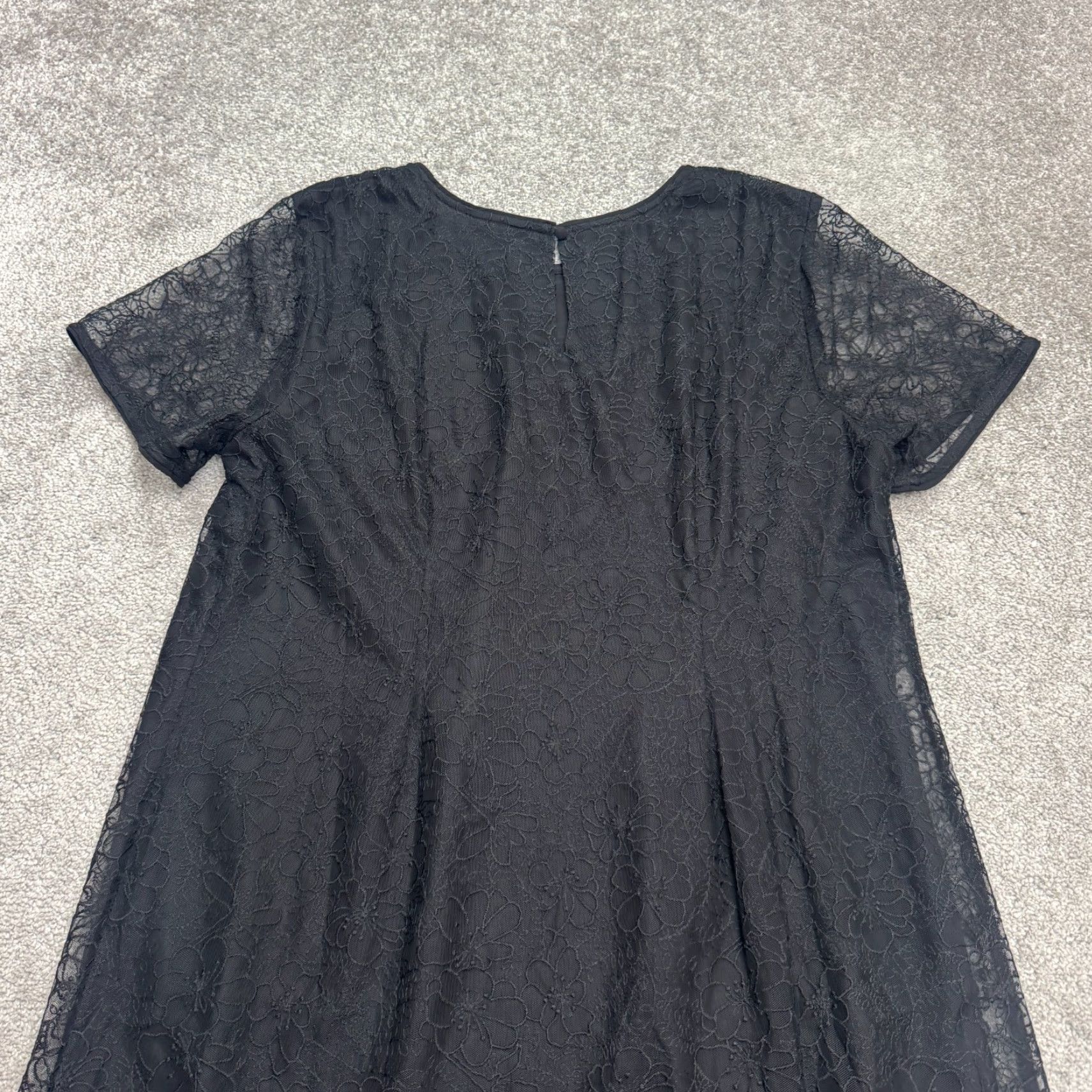 Vintage CeCe Lace Floral Shift Dress Womens XL Black Short Sleeve Cocktail LBD Classic Size 40" / US 18 - 5 Thumbnail