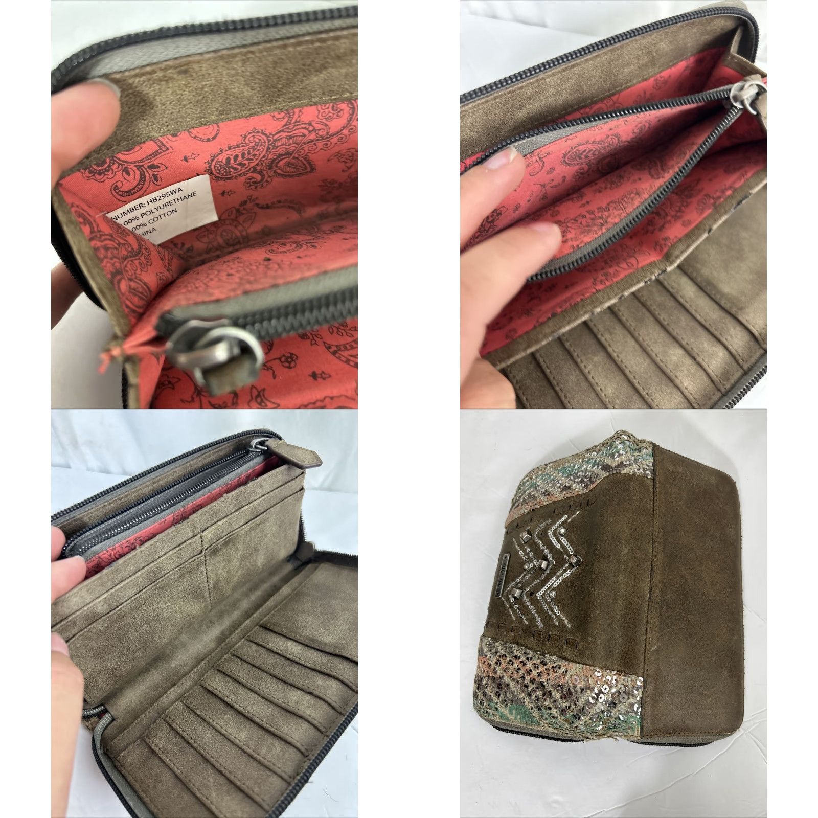 Miss Me VINTAGE Miss Me Wallet Gray Faux Leather Zipper Closure Bedazzled 8x4x1 Women Wallets Bedazzled Accents Zipper Closure Size ONE SIZE - 9 Thumbnail