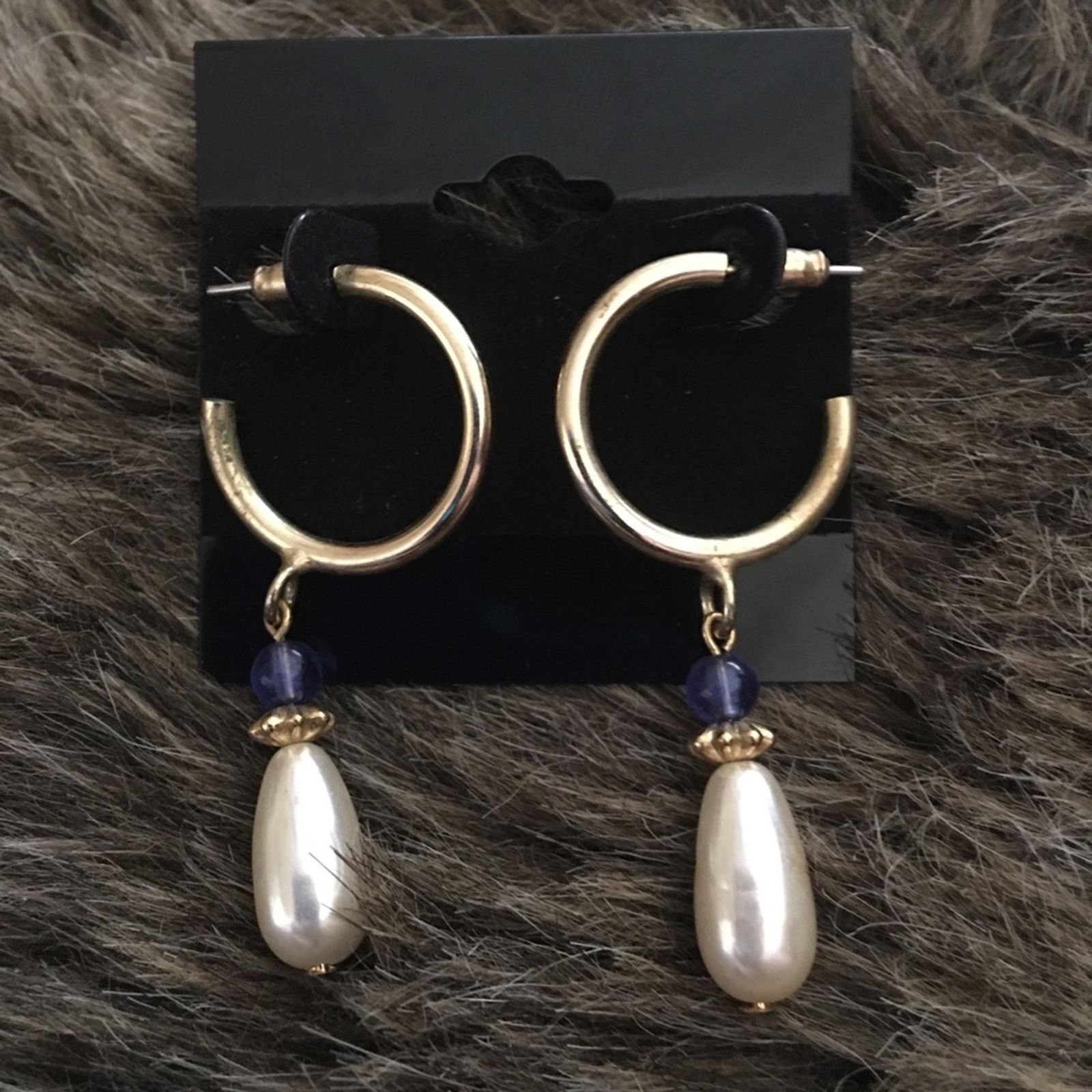 Vintage Vintage gold tone hoop pearl bead dangle earrings Size ONE SIZE - 2 Thumbnail