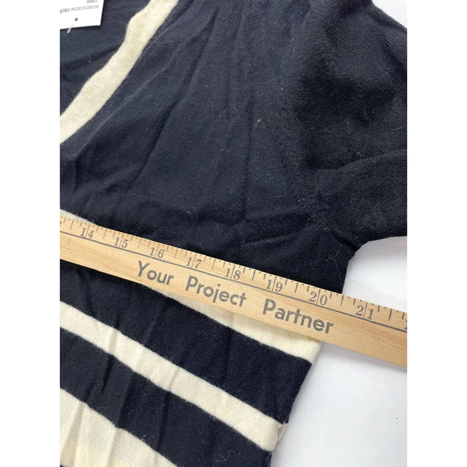 Vintage Cotton Emporium Cardigan Sweater Women's L Black Cream Stripes Buttoned NWT, Cardigan, Women, L, Black, Stripes, Buttoned, NWT Size L / US 10 / IT 46 - 4 Thumbnail