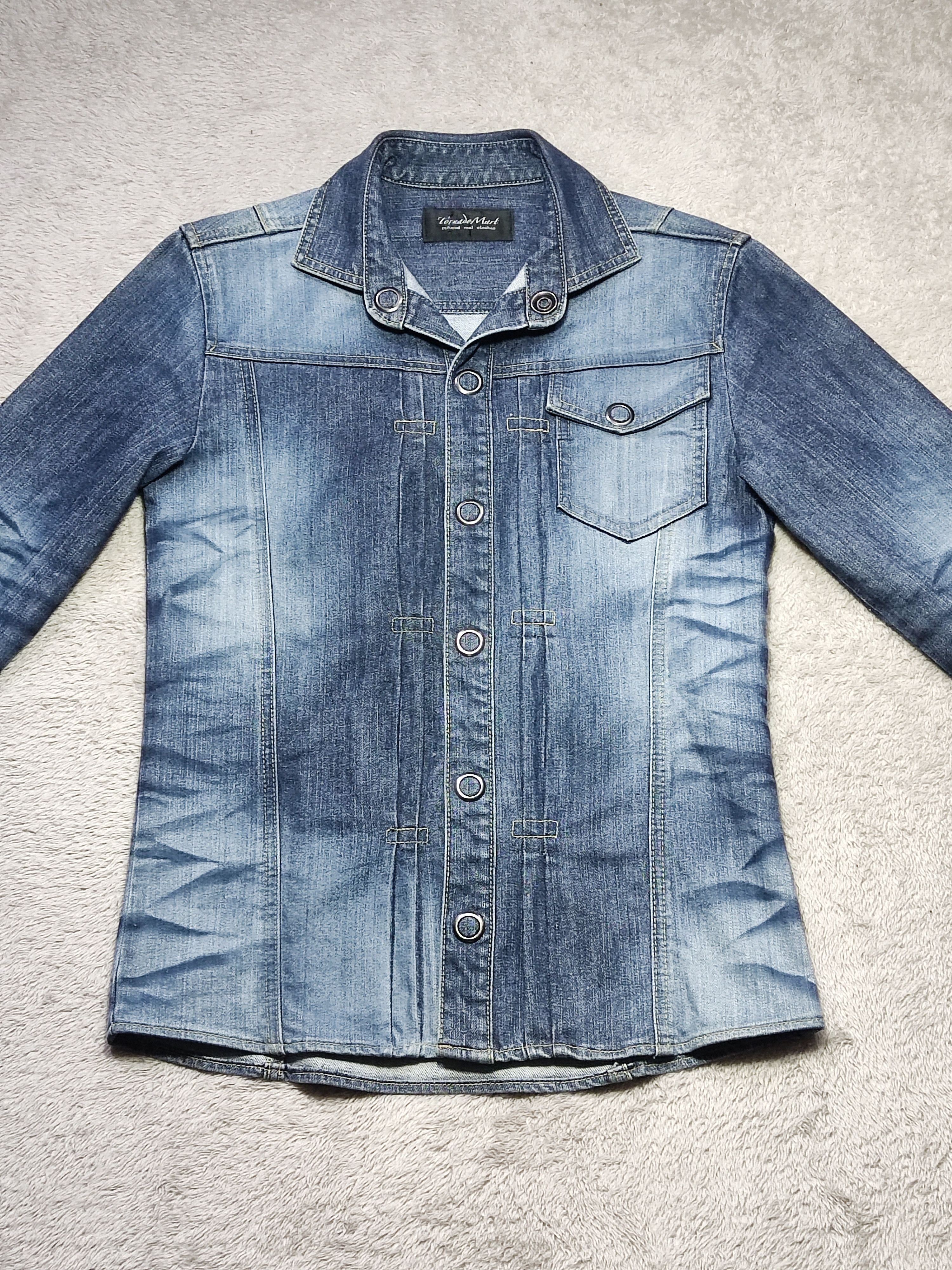 Tornado Mart Distressed Tornado Mart 3D Wrinkle Slim Denim Y2K Jacket Size M / US 6-8 / IT 42-44 - 3 Thumbnail