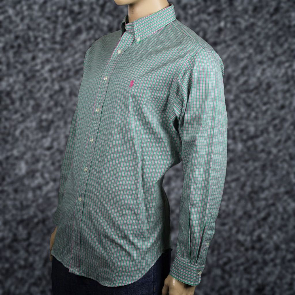 Ralph Lauren Ralph Lauren 17 34-35 Green Pink Classic Dress Shirt Pink Pony NWT Mens Button-Down 100% Cotton Plaids & Checks Size 46R - 1 Preview