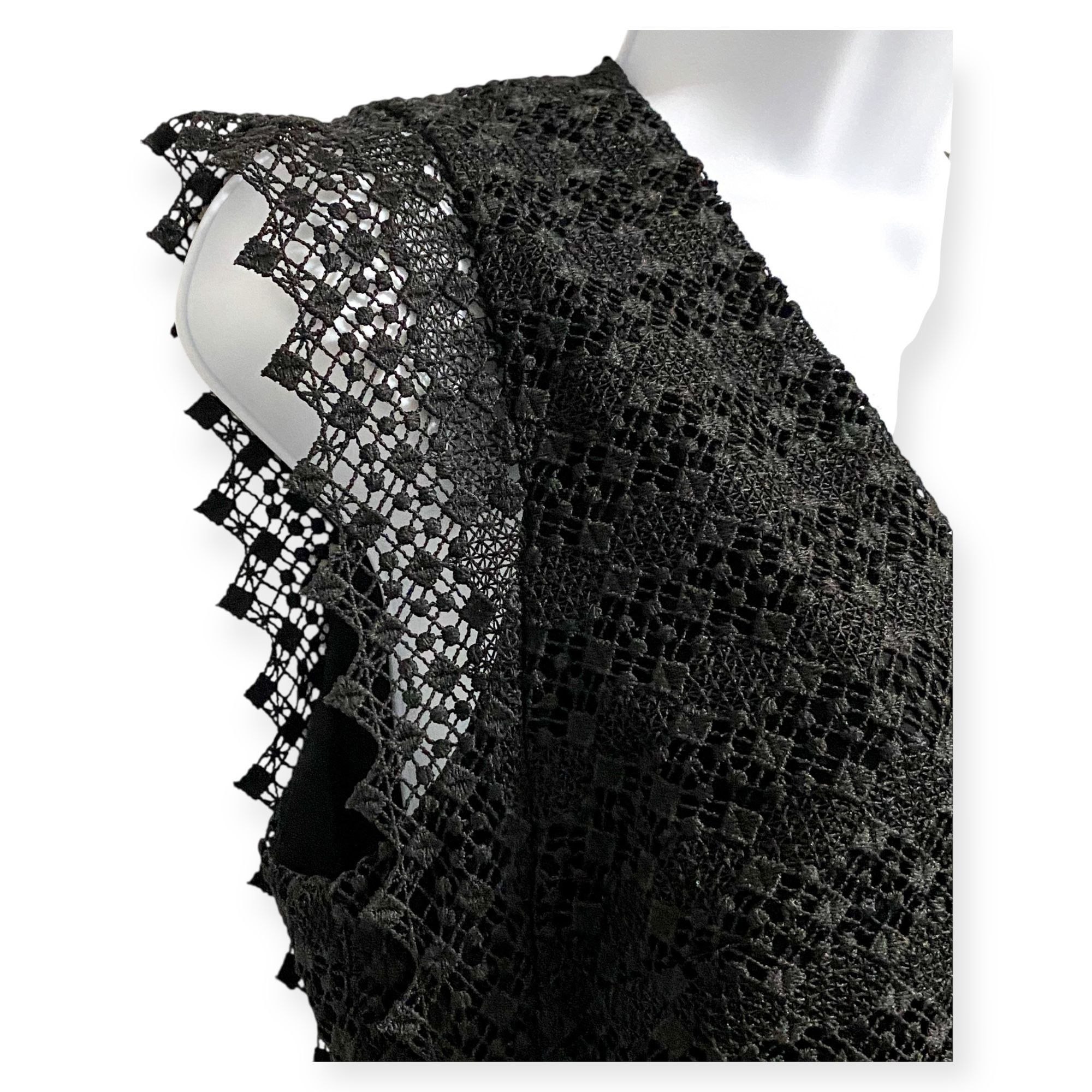 Sandro Sandro Lindsey black pinked crocheted dress, Size 3/L Size L / US 10 / IT 46 - 8 Thumbnail
