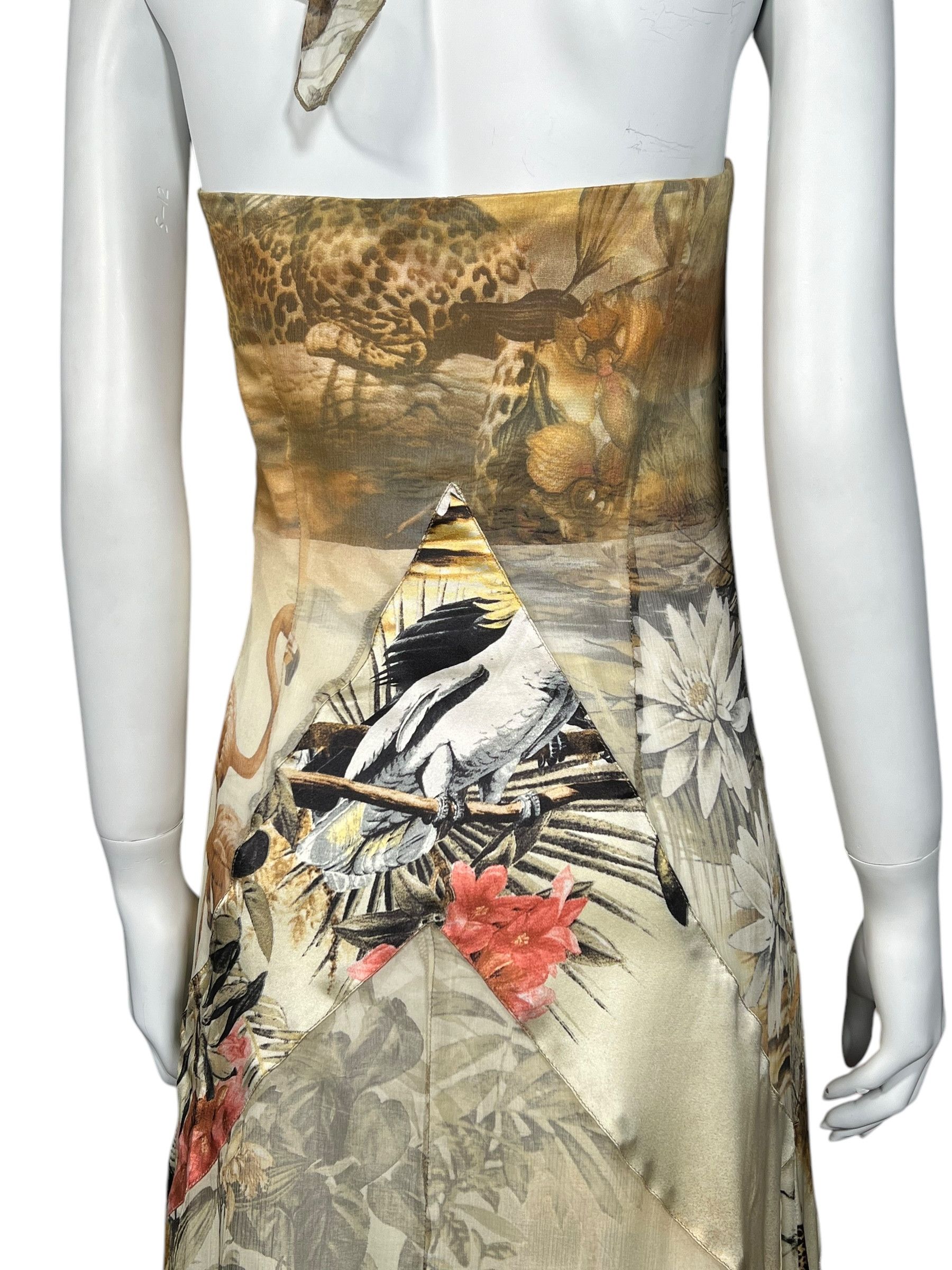 Roberto Cavalli Roberto Cavalli Jungle Print Halter Gown Size L / US 10 / IT 46 - 5 Thumbnail