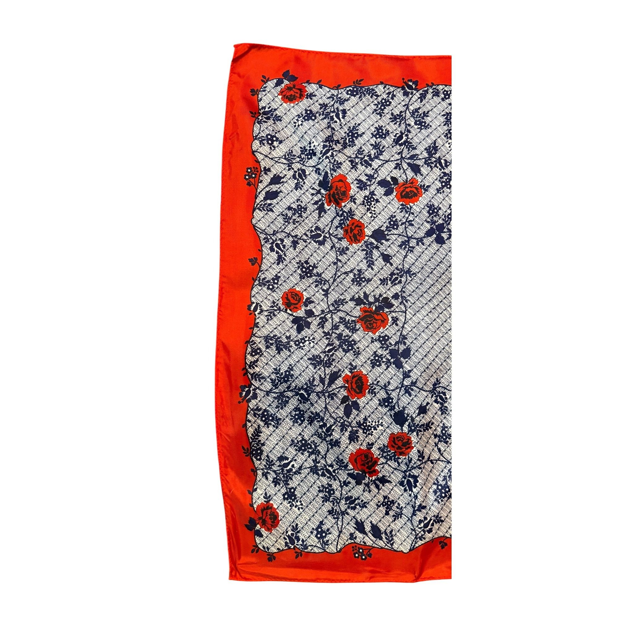 Vintage Vintage Paoli Red & Blue Rose Patterned Acetate Scarf Made I Size ONE SIZE - 10 Thumbnail
