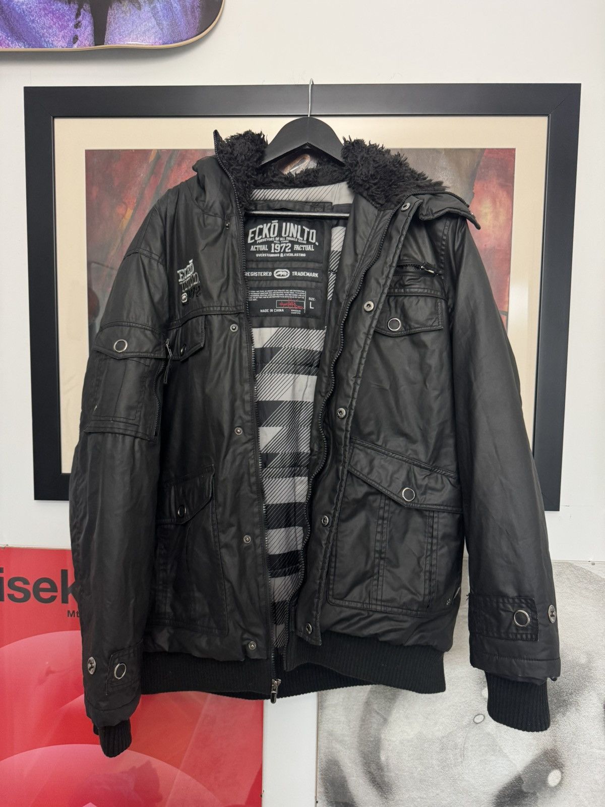 Ecko Unltd. Ecko Unltd Waxed Jacket Winter Fur Rap Baggy Streetwear Size US L / EU 52-54 / 3 - 4 Thumbnail
