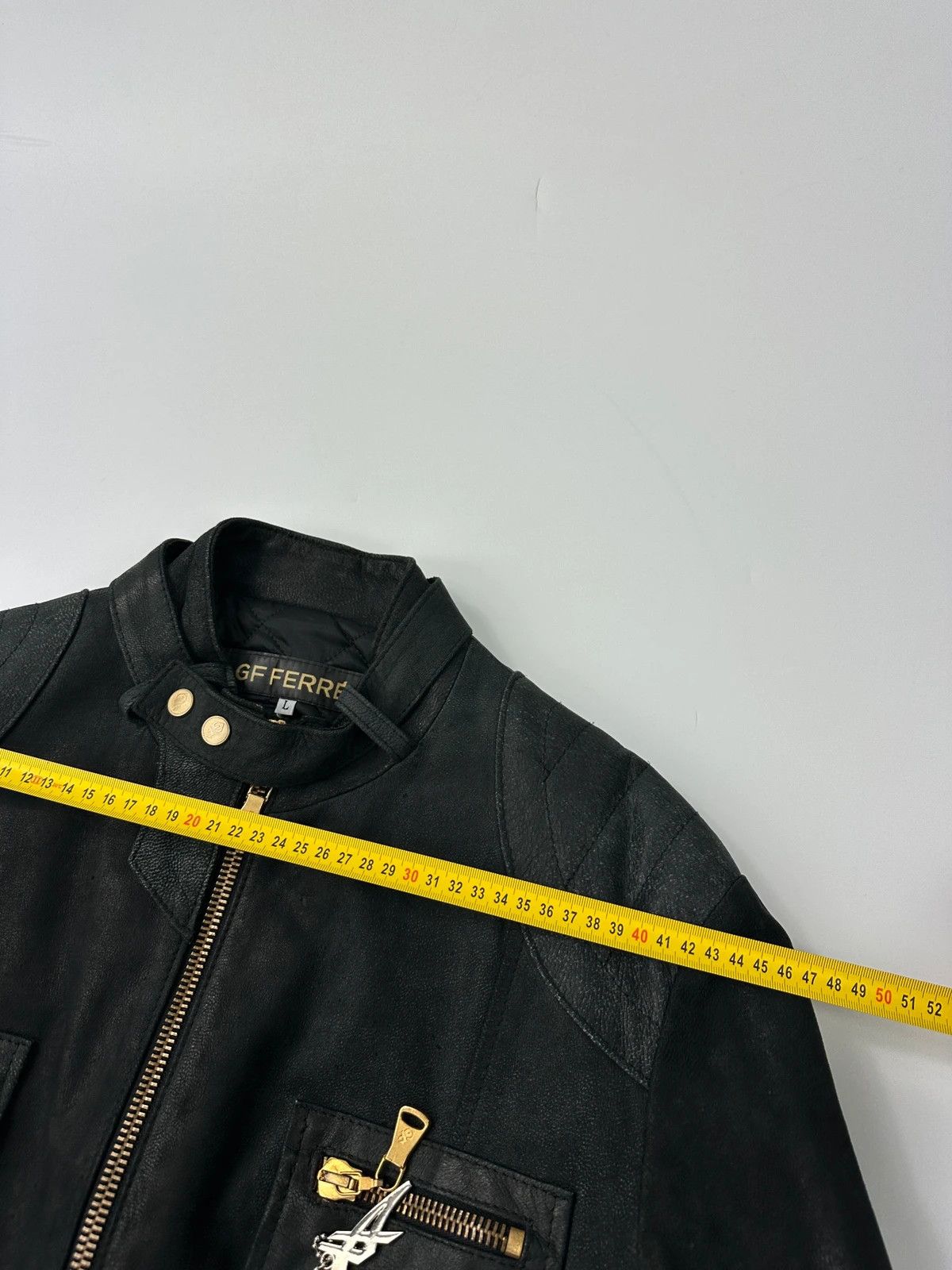 Gianfranco Ferre Gianfranco Ferre Black Leather Biker 6 Zip Padded Jacket Size US L / EU 52-54 / 3 - 18 Thumbnail