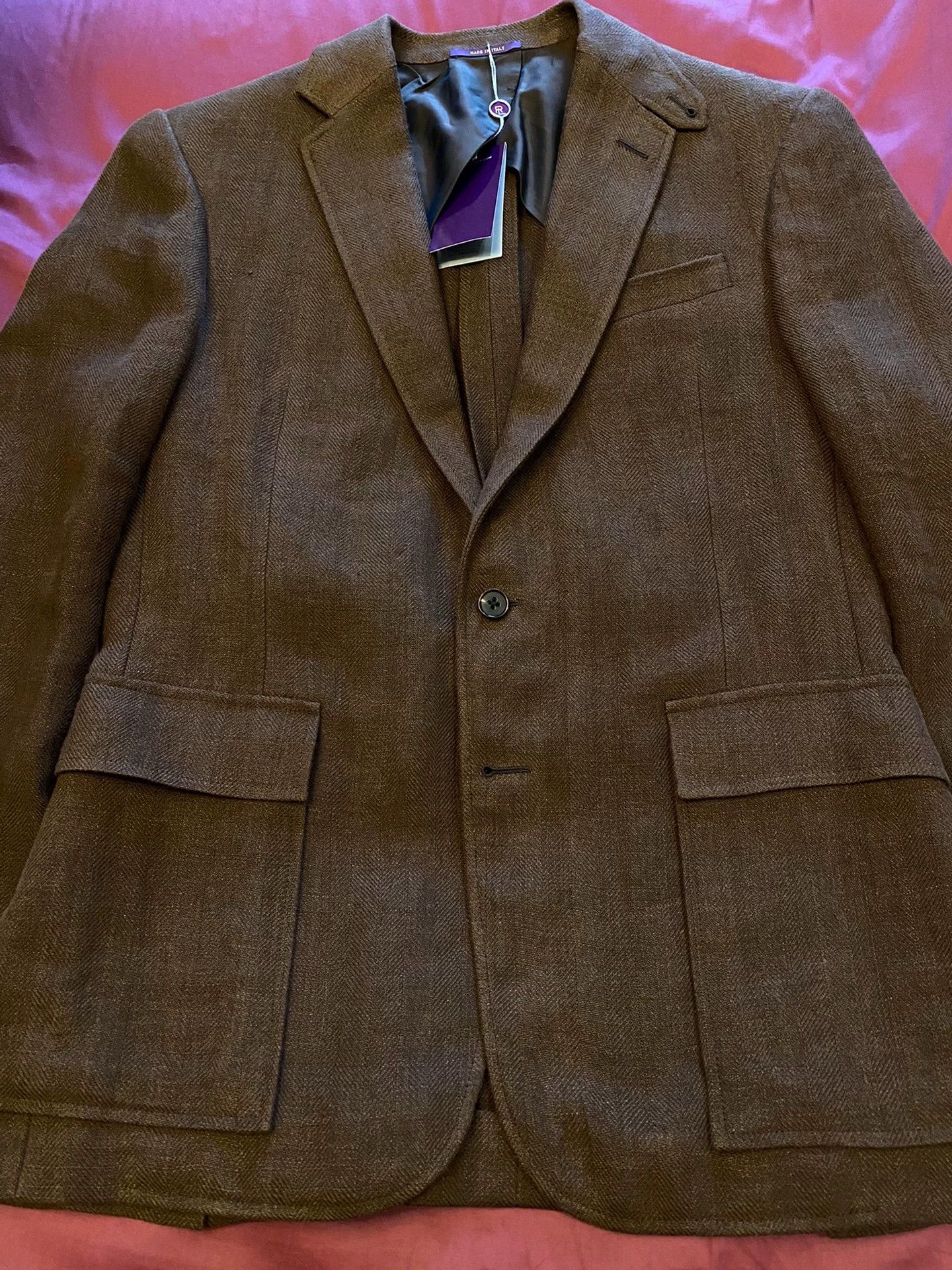 Polo Ralph Lauren Purple Label RL67 Italy Handmade Linen Blazer 40R Size 40R - 9 Thumbnail
