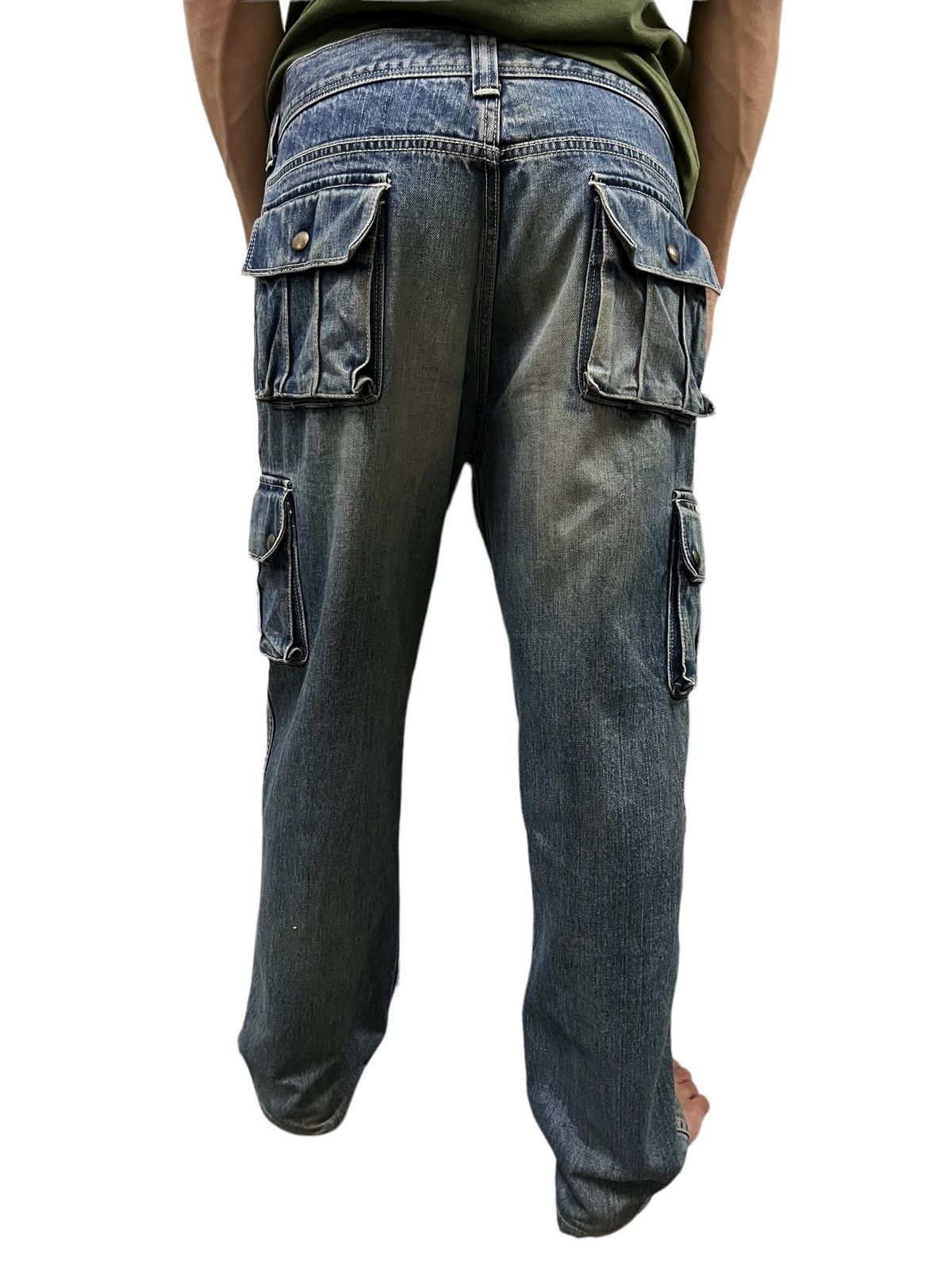 Japanese Brand × Le Grande Bleu (L.G.B.) Vintage Lee Mud Washed Multi Pocket Cargo Baggy Jeans Size US 32 / EU 48 - 15 Thumbnail