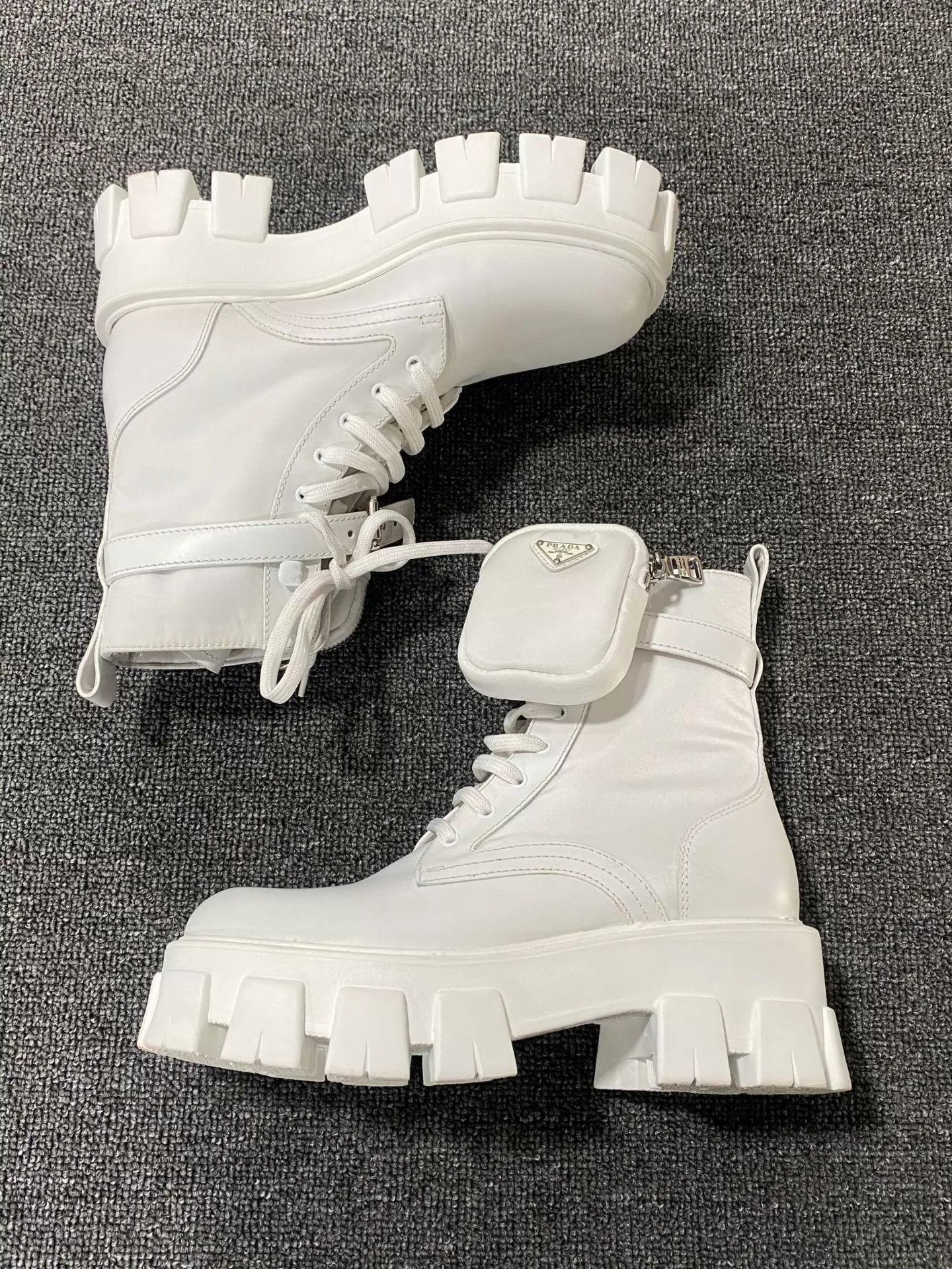 Prada PRADA white wallet triangle logo boots 37 Size US 6.5 / IT 36.5 - 3 Thumbnail