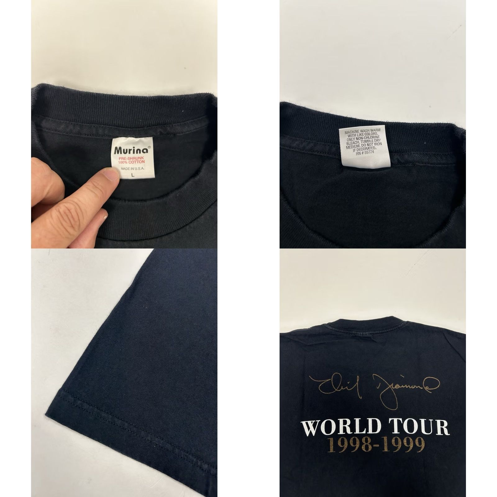Vintage VINTAGE Neil Diamond T Shirt World Tour As Time Goes By 1998-1999 Concert Large Black Music 90s Band Tour Mens Size US L / EU 52-54 / 3 - 8 Thumbnail