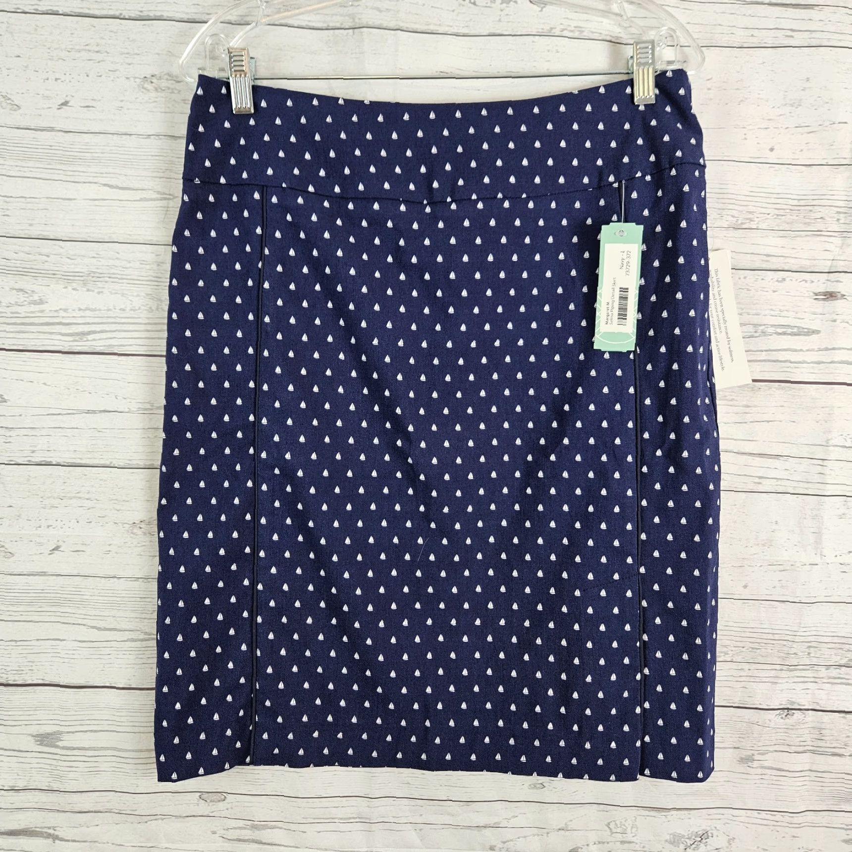 Vintage VINTAGE Margaret M Skirt Womens Pull On Knee Length Nylon Rayon Spandex Blue White Sailboats Large Size 36" / US 14 / IT 50 - 2 Thumbnail