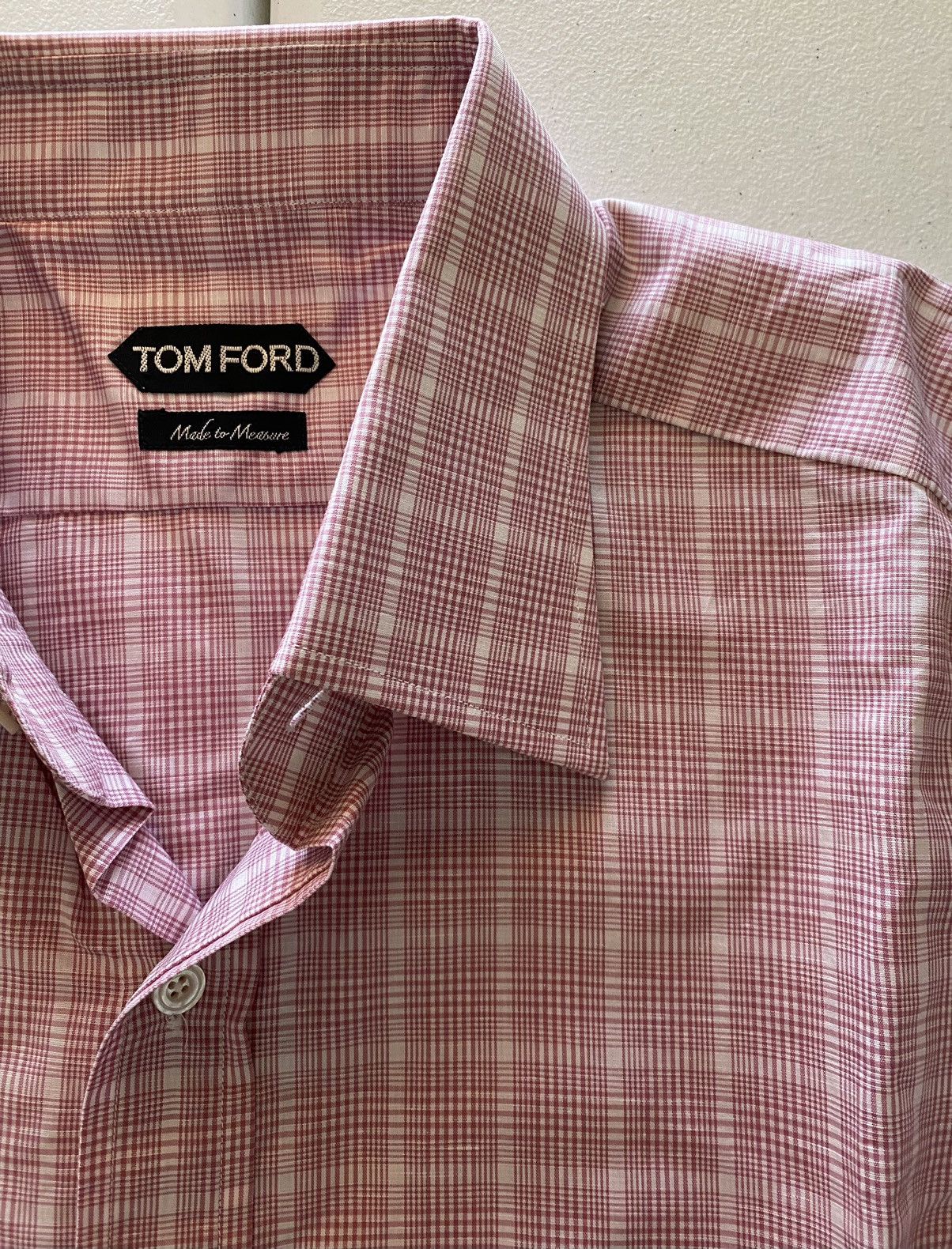 Tom Ford Tom Ford light pink glen check shirt 17 43e Size US L / EU 52-54 / 3 - 7 Thumbnail