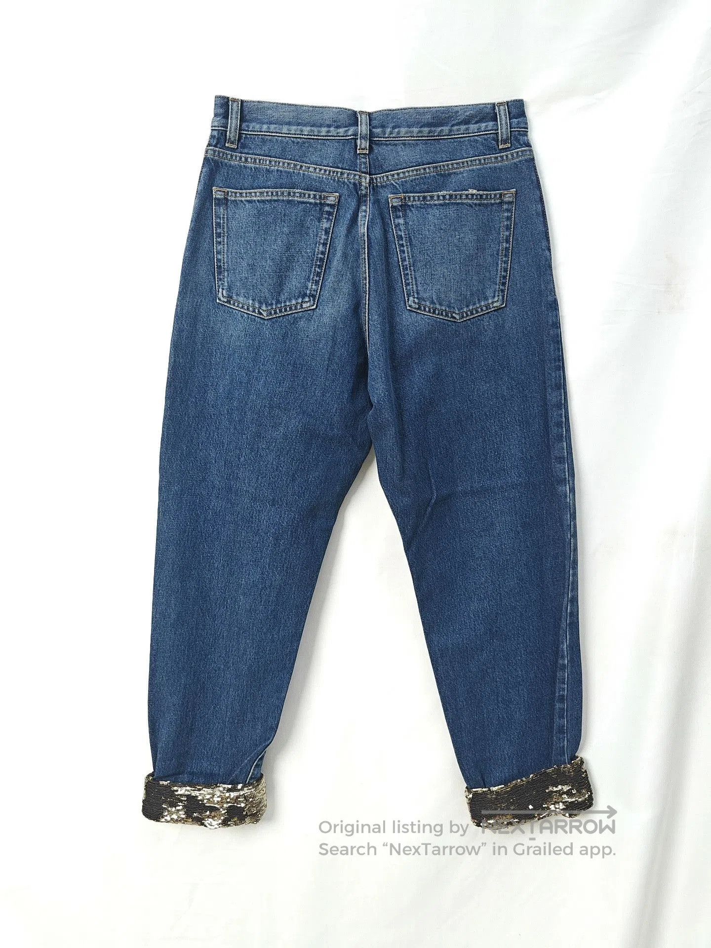 Saint Laurent Paris YSL Saint Laurent Sequin Cuff Wide-Leg Jeans. Size 27" / US 4 / IT 40 - 2 Thumbnail