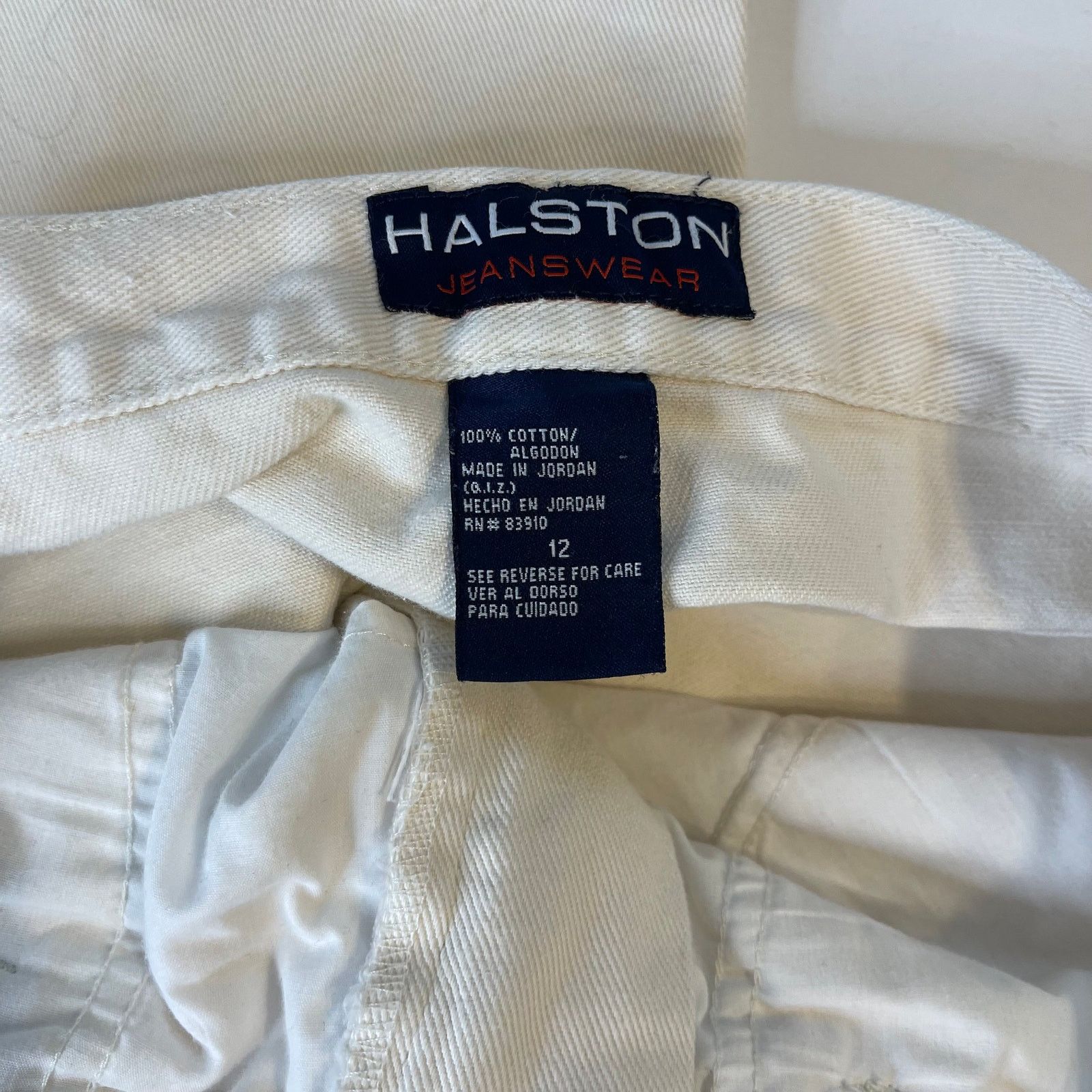 Halston Vintage Halston High Waist Cropped White Denim Jeans, 12 Size 36" / US 14 / IT 50 - 6 Thumbnail