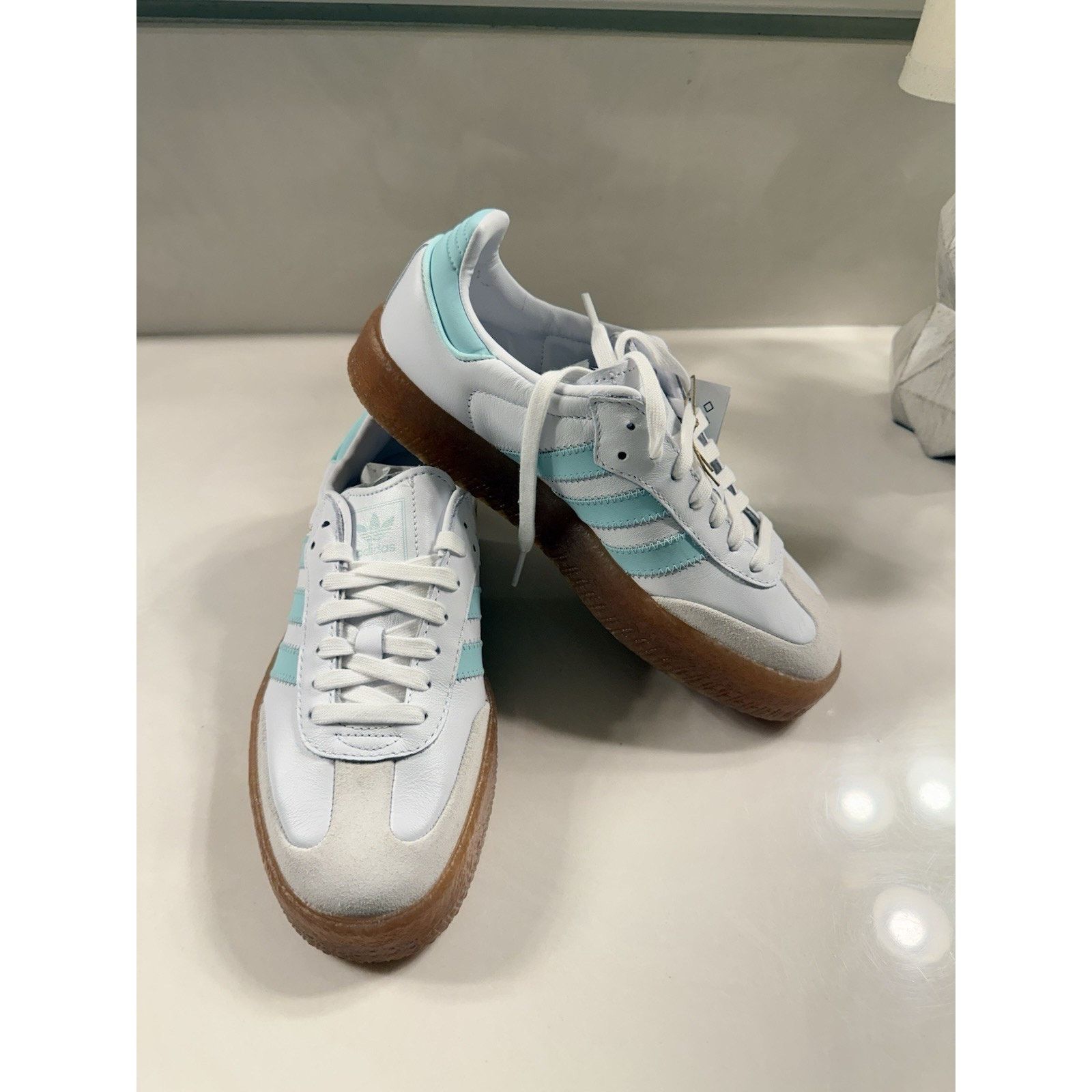 Adidas Adidas Sambae Women’s Size 7 White Aqua Gum Sole Shoes NWT Size US 7 / IT 37 - 1 Thumbnail