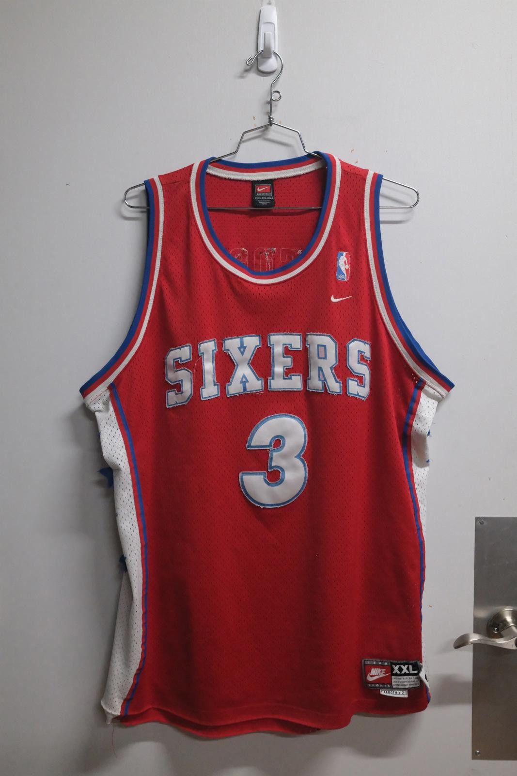 Nike 90s Nike Philadelphia 76ers Iverson #3 Red Basketball Jersey Size ONE SIZE - 1 Thumbnail