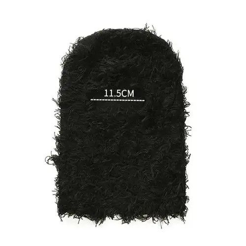 Other Distressed Black Knit Balaclava y2k Ski Mask Size ONE SIZE - 4 Thumbnail