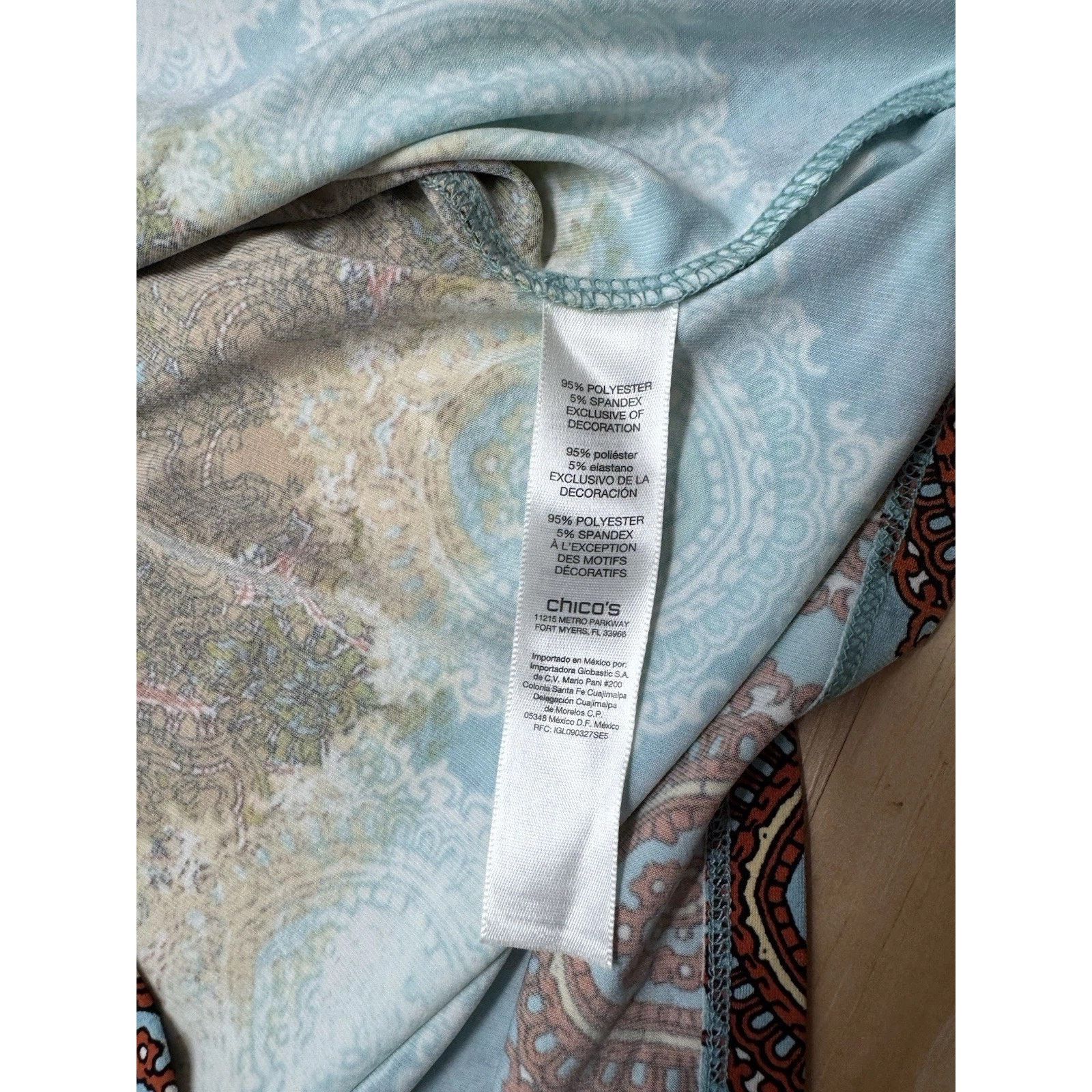 Chicos Chicos Cut Out Long Sleeves Beaded Dress Aqua Print Sz 3 XL Size XL / US 12-14 / IT 48-50 - 8 Thumbnail