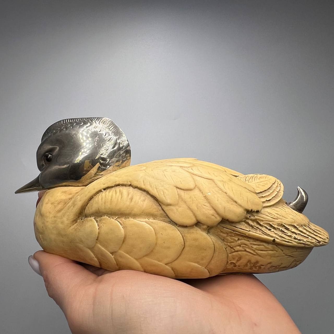 Vintage 1960 Malevolti Vintage Figure Duck Resin Silver Plated Size ONE SIZE - 2 Thumbnail