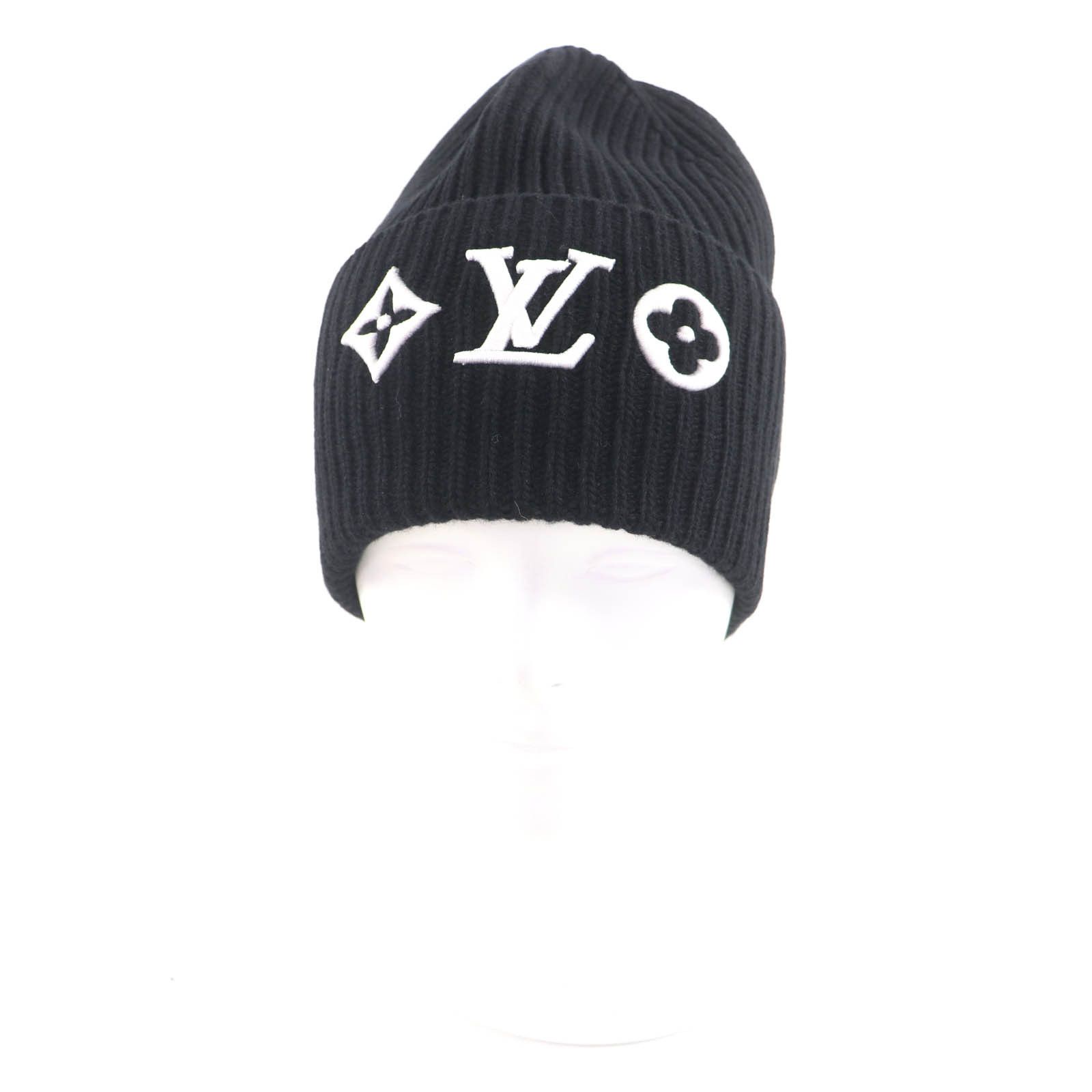 tLOUIS VUITTON ブラック ビーニー M77872 LOUIS VUITTON】ルイヴィトン『ビーニー・LV ヘッドライン』M77872