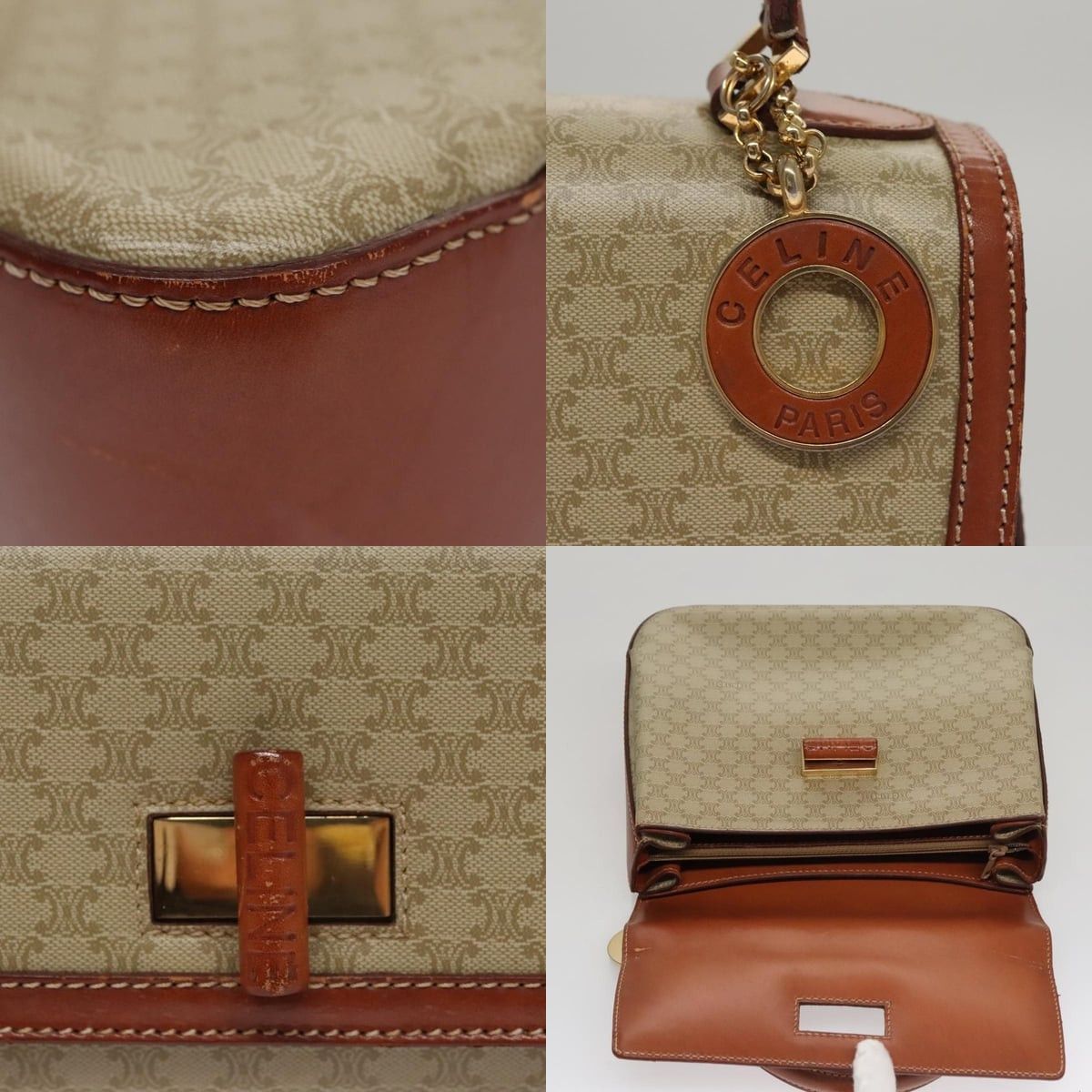 Celine CELINE Macadam Canvas Hand Bag Beige Gold Size ONE SIZE - 11 Thumbnail