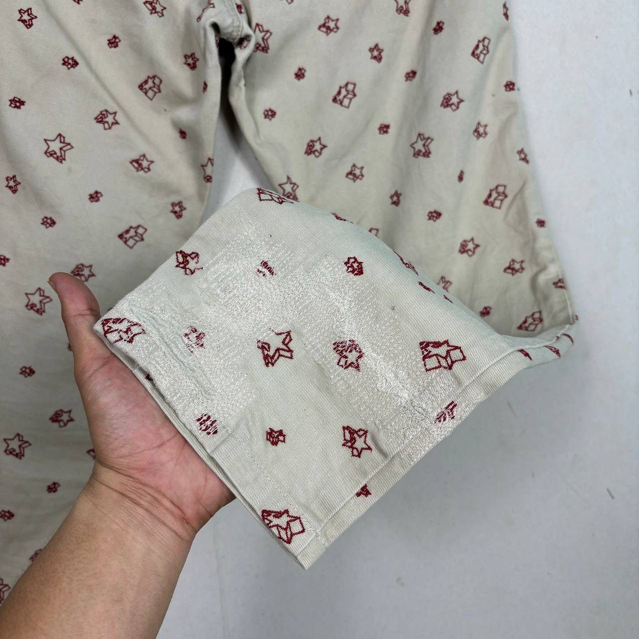 Bape Vintage BAPE Star Print Chinos Beige Red Bape Sta Pants XS Size 31" - 13 Thumbnail