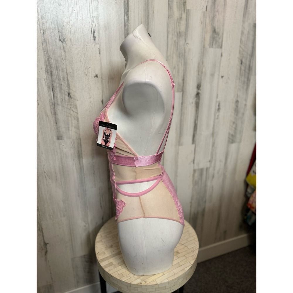 Other Pink Lace Cutout Bodysuit Lingerie Size S Sexy Strappy Mesh Size S / US 4 / IT 40 - 6 Thumbnail
