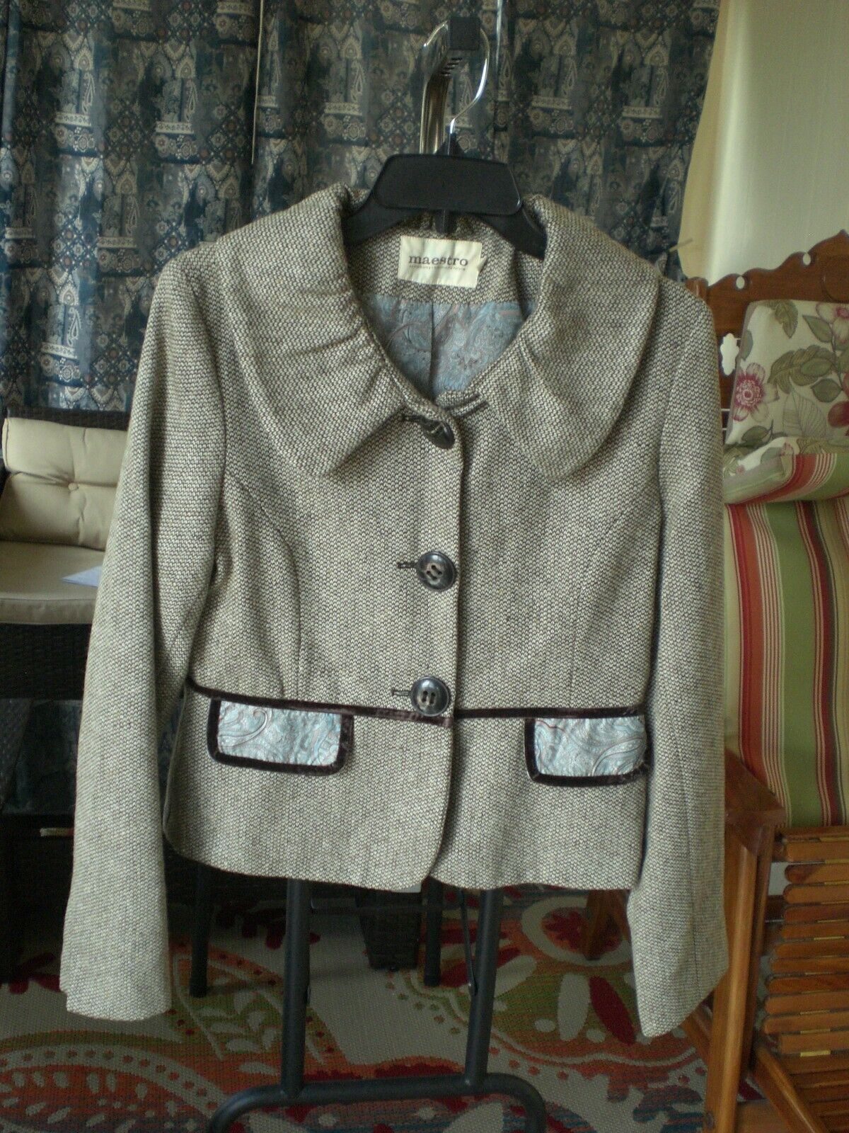 Anthropologie .Maestro Anthropologie Tweed Women's Blazer Jacket MEDIUM Size M / US 6-8 / IT 42-44 - 2 Thumbnail
