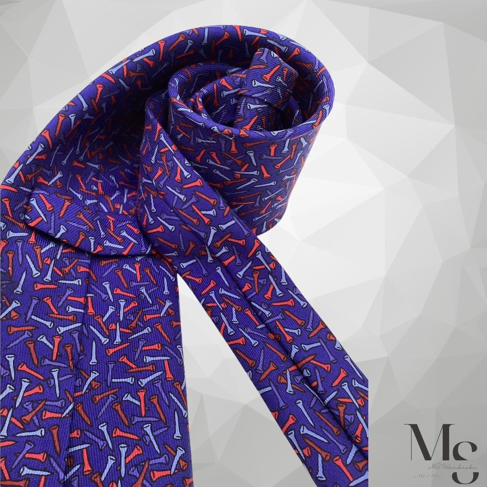 Turnbull & Asser TURNBULL & ASSER Blue Nails Print Silk Tie Made In England W Size ONE SIZE - 5 Thumbnail