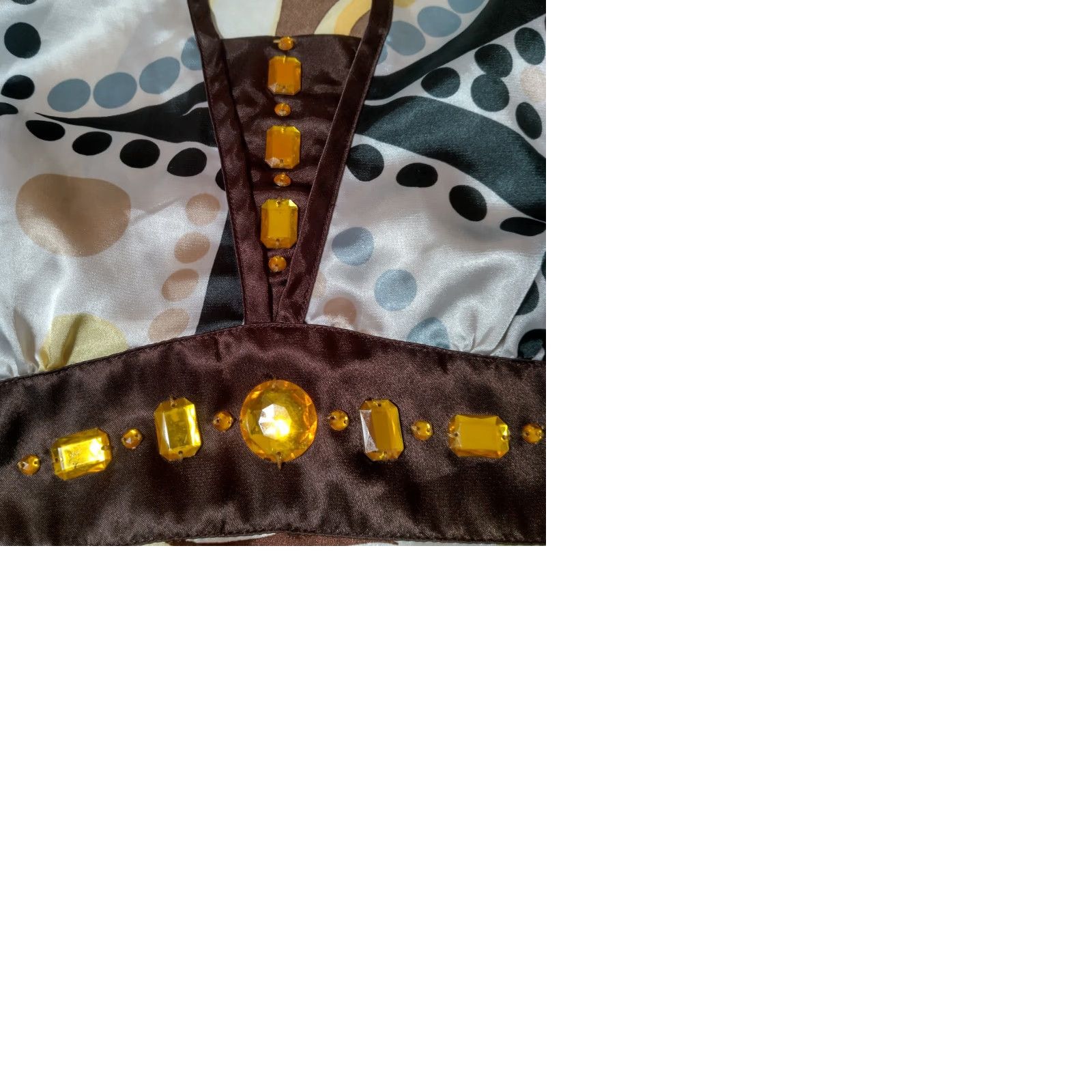 Vintage VINTAGE Antilia Femme Shirt Tank Sleeveless Satin Bling Yellow Brown Tie V-Neck M Women's Blouse Size M / US 6-8 / IT 42-44 - 12 Thumbnail