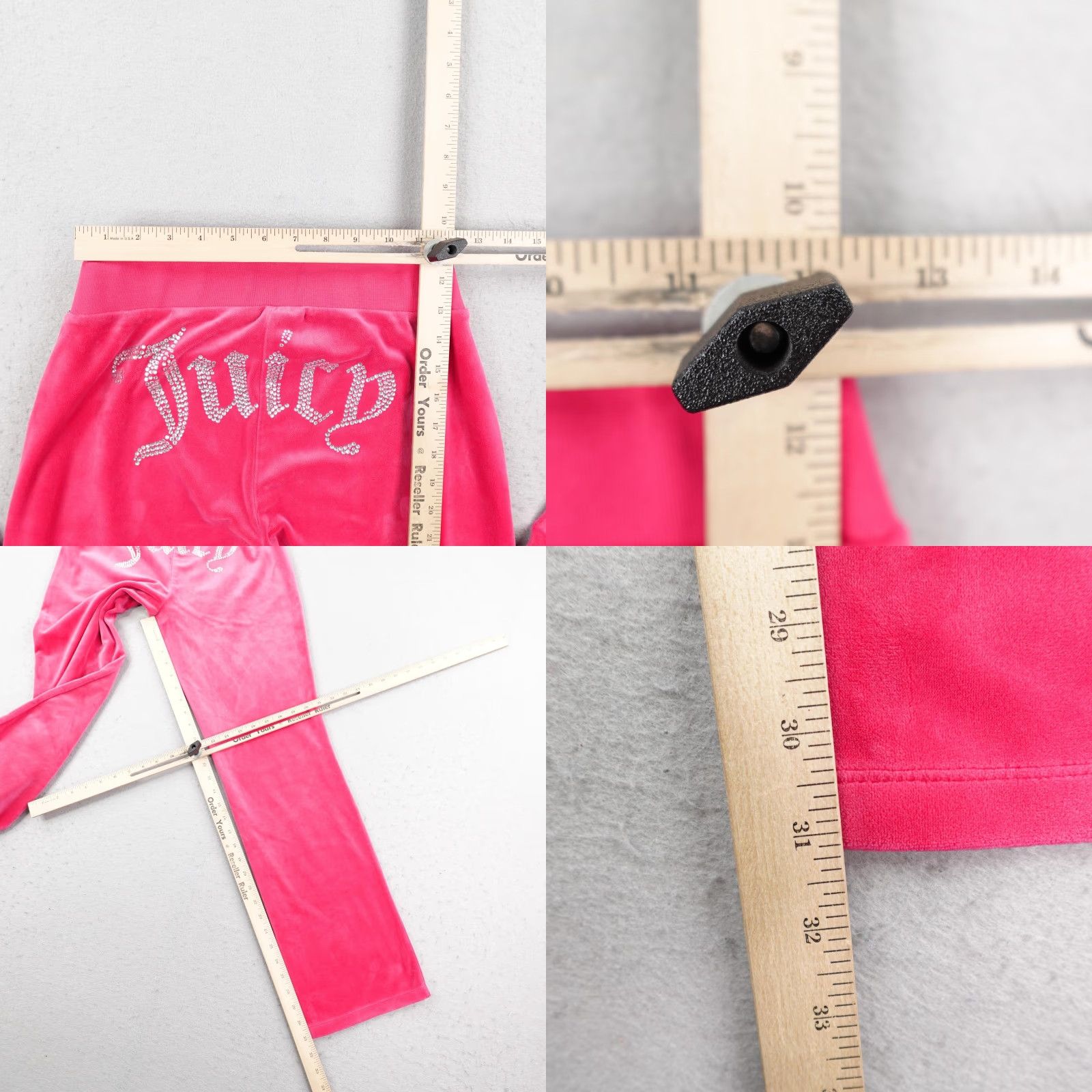 Juicy Couture Juicy Couture Pants Womens Small Pink Velour Track Suit Sweats Rhinestones Flare Size 28" / US 6 / IT 42 - 8 Thumbnail
