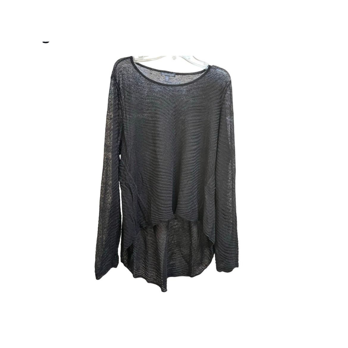 Eileen Fisher Eileen Fisher Black Hemp Sheer Knit High Low Sweater Size M / US 6-8 / IT 42-44 - 10 Thumbnail