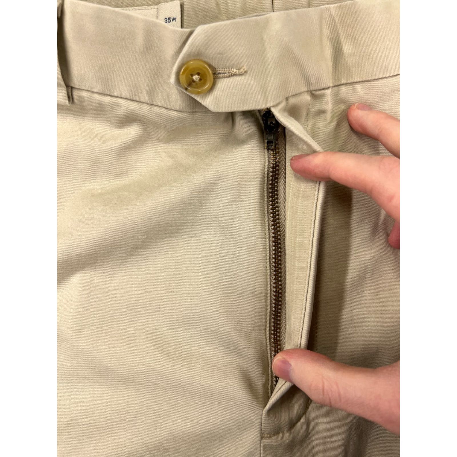 Nordstrom John W Nordstrom Shorts Mens 35 Beige Khaki Golf 100% Supima Cotton Golfer Size US 35 - 7 Thumbnail