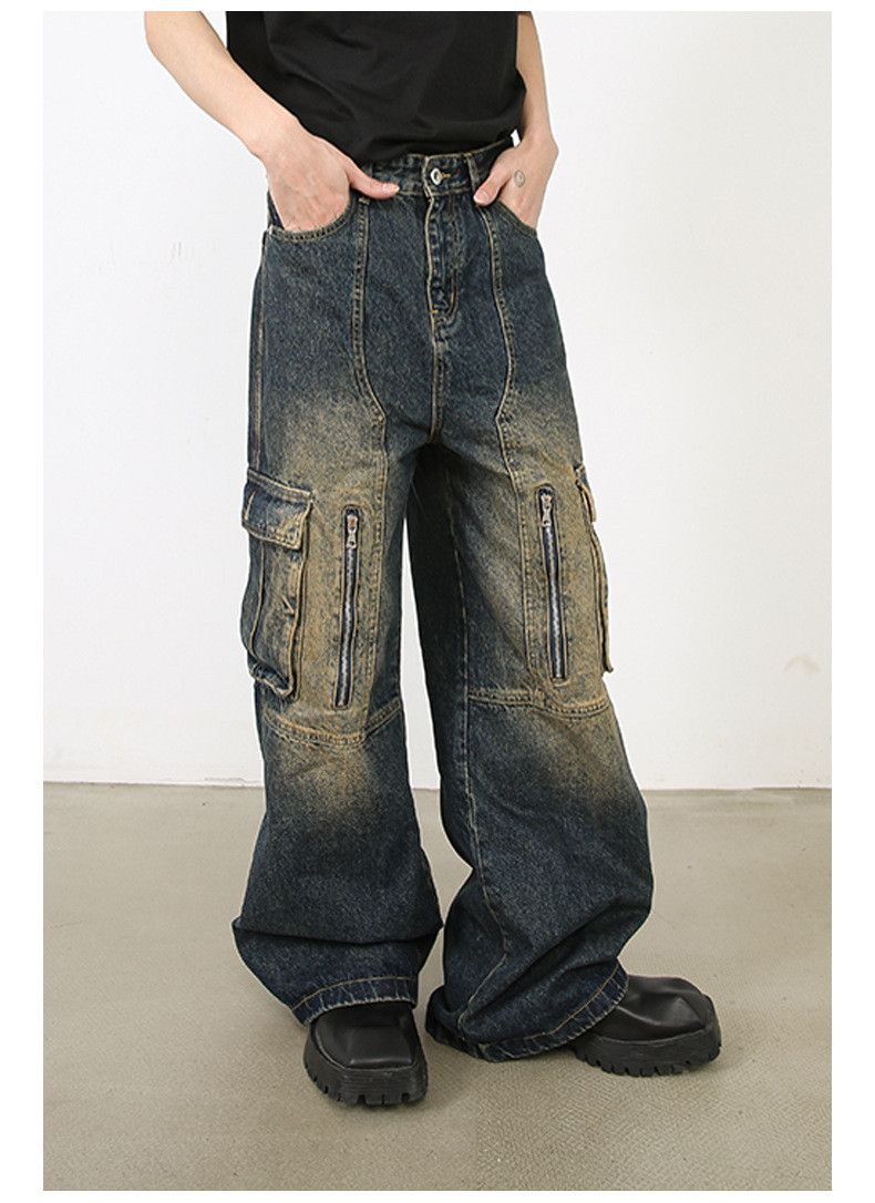 Japanese Brand American style washed distressed multi-pocket cargo jeans Size US 32 / EU 48 - 2 Thumbnail