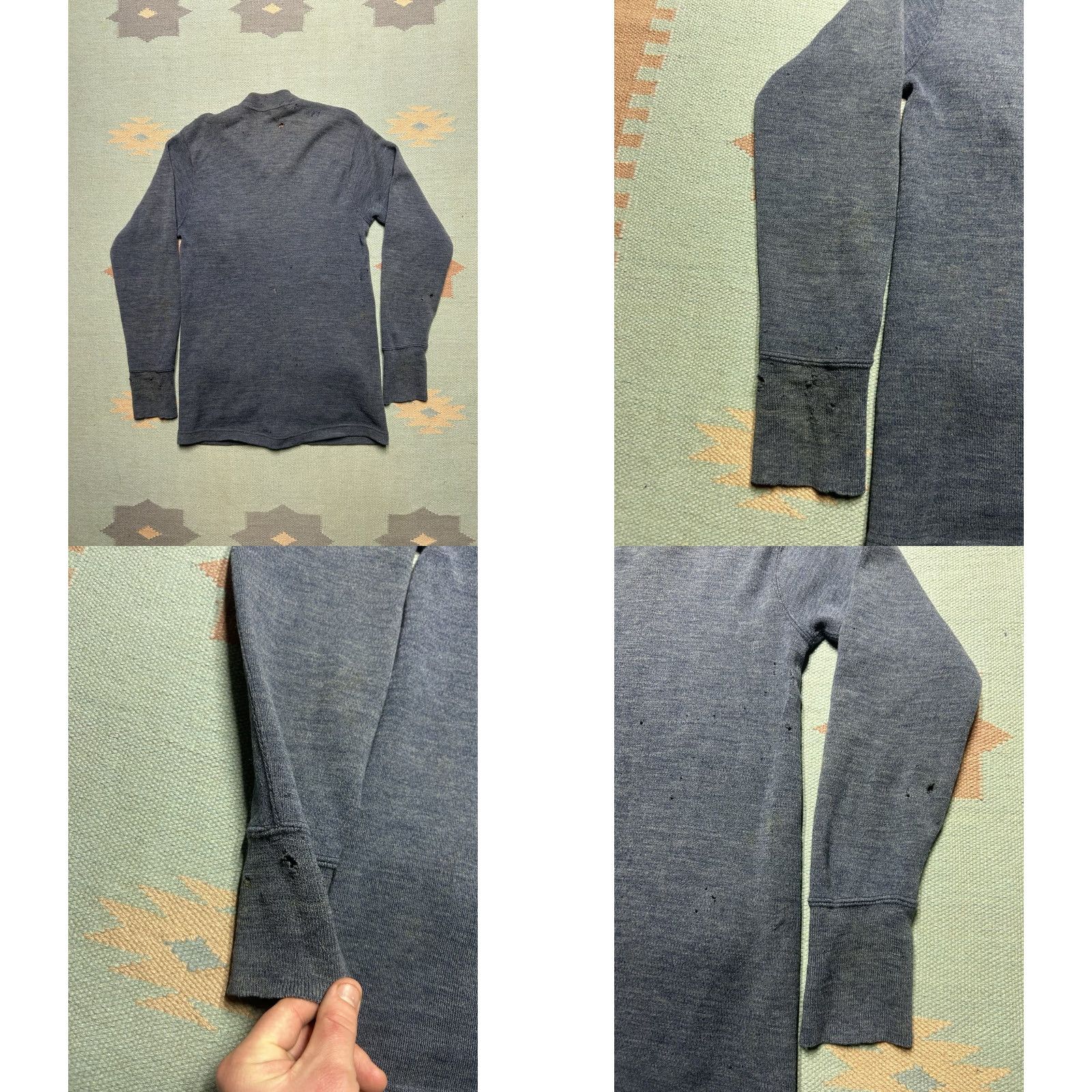 Vintage VINTAGE 40s WOOL CARDIGAN SWEATER TALON ZIP BLUE 3 POCKET DISTRESSED MENS SMALL Size US S / EU 44-46 / 1 - 8 Thumbnail