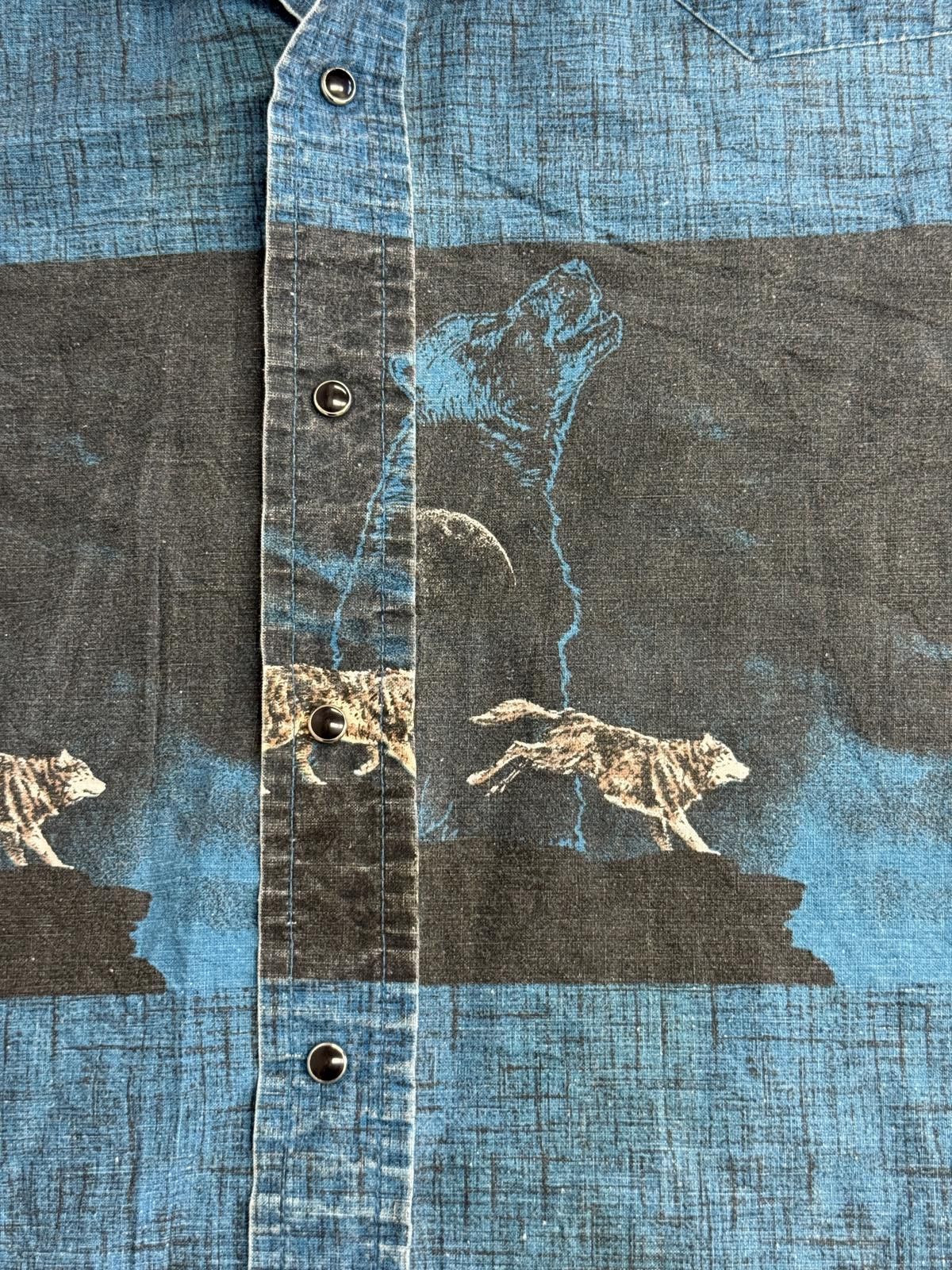 Wrangler Vintage Wrangler LS Howling Wolves Black Pearl Button Up XXL Size US XXL / EU 58 / 5 - 3 Thumbnail