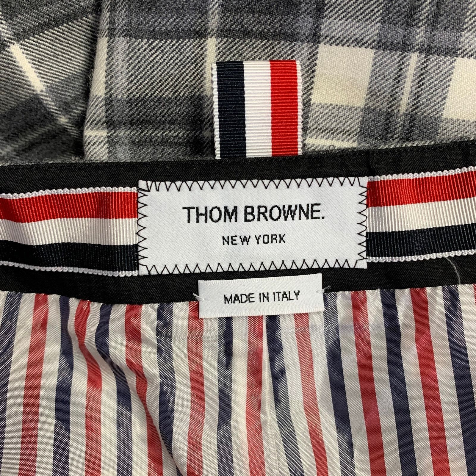 Thom Browne THOM BROWNE Grey Cream Wool Plaid Pencil Mid-Calf Skirt Size 25" / US 0 / IT 36 - 6 Thumbnail
